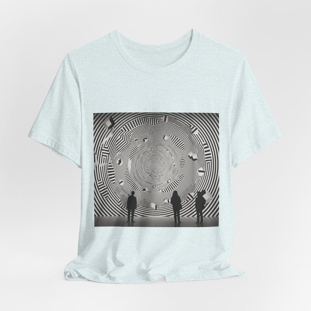 Optical Illusion Band Tee — Silhouette Crowd Spiral Concert Graphic T-Shirt