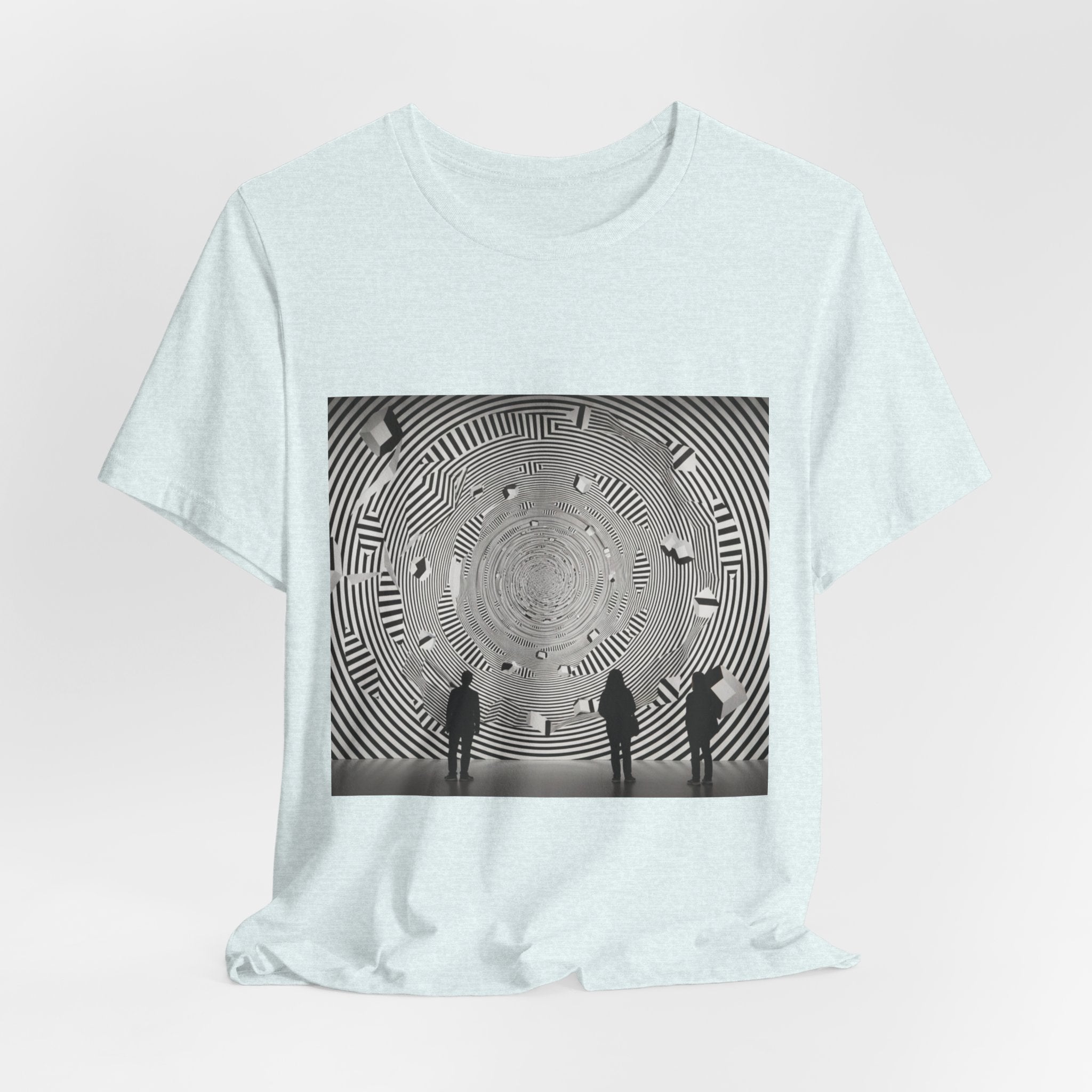 Optical Illusion Band Tee — Silhouette Crowd Spiral Concert Graphic T-Shirt