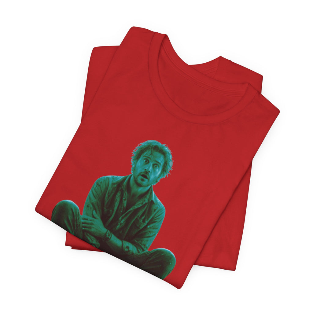 Sitting Silhouette Tee — Moody Green Portrait Graphic T-Shirt