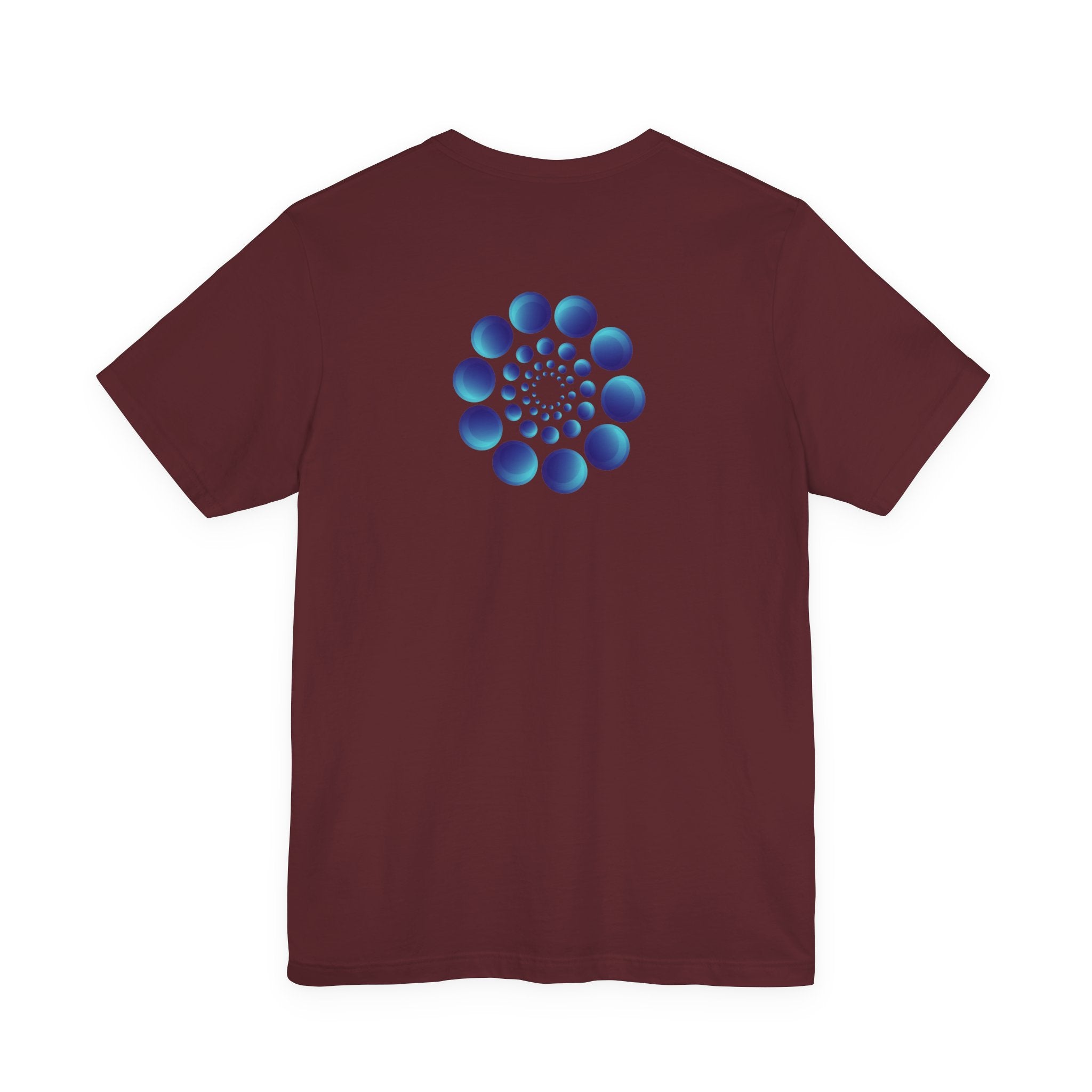 Spiral Blue Dot Tee — Geometric Optical Design T-Shirt