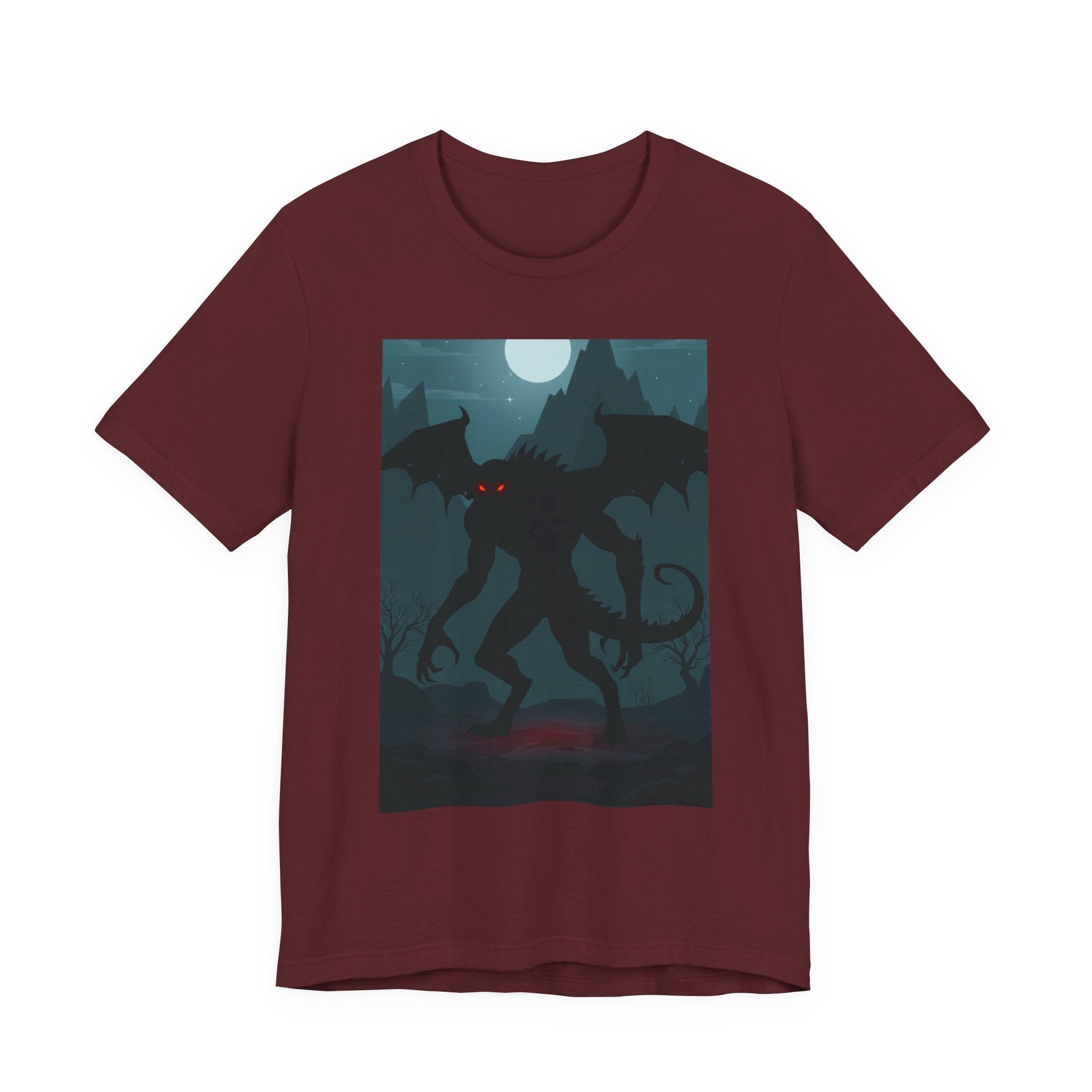 Cthulhu Nightscape T-Shirt — Lovecraftian Monster Tee with Glowing Red Eyes