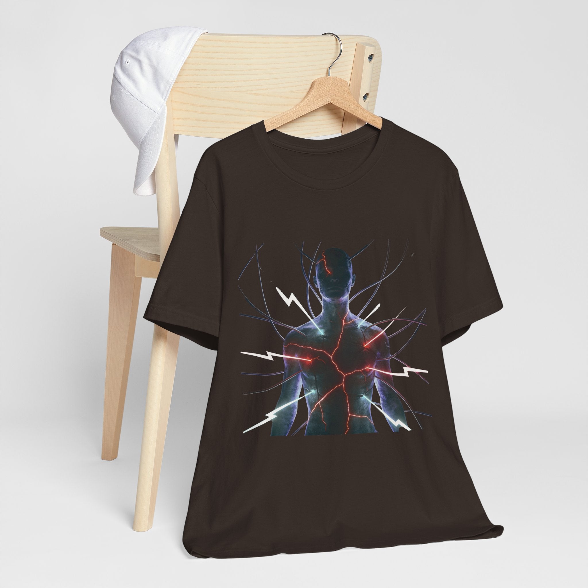 Abstract Electric Silhouette Tee — Futuristic Lightning Graphic T-Shirt