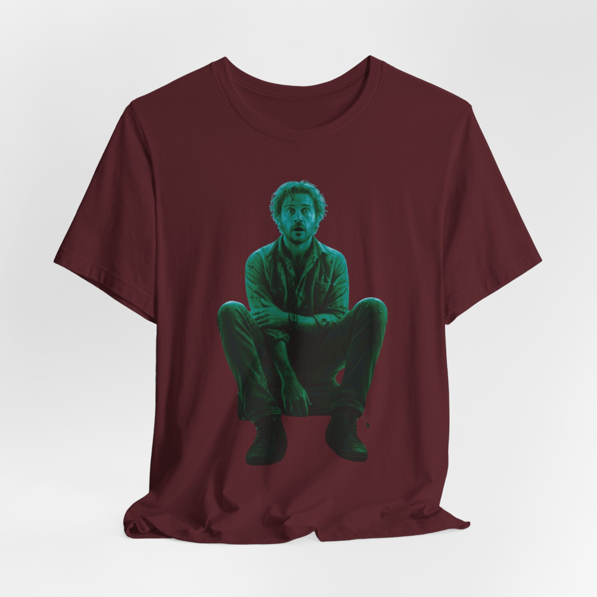 Sitting Silhouette Tee — Moody Green Portrait Graphic T-Shirt