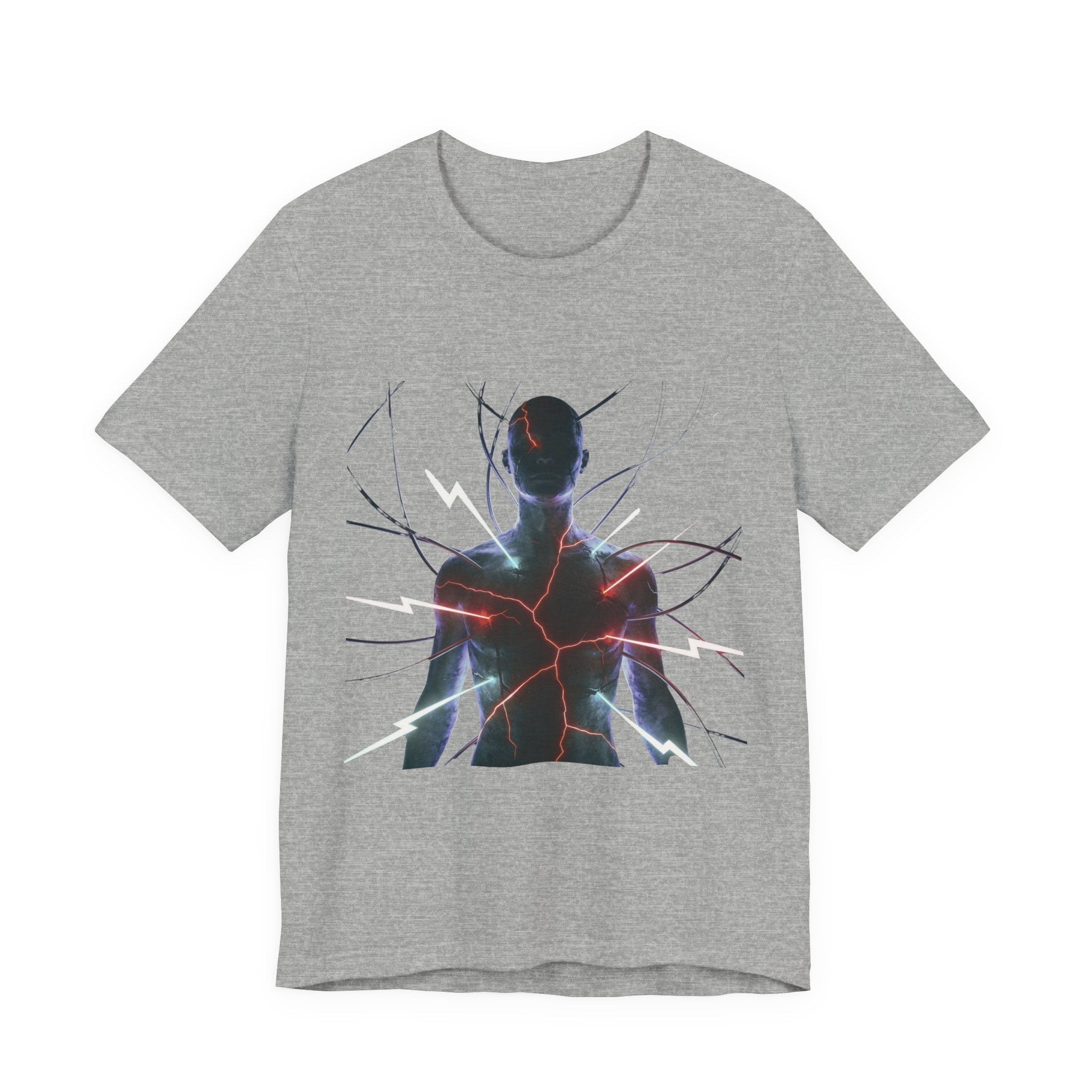 Abstract Electric Silhouette Tee — Futuristic Lightning Graphic T-Shirt