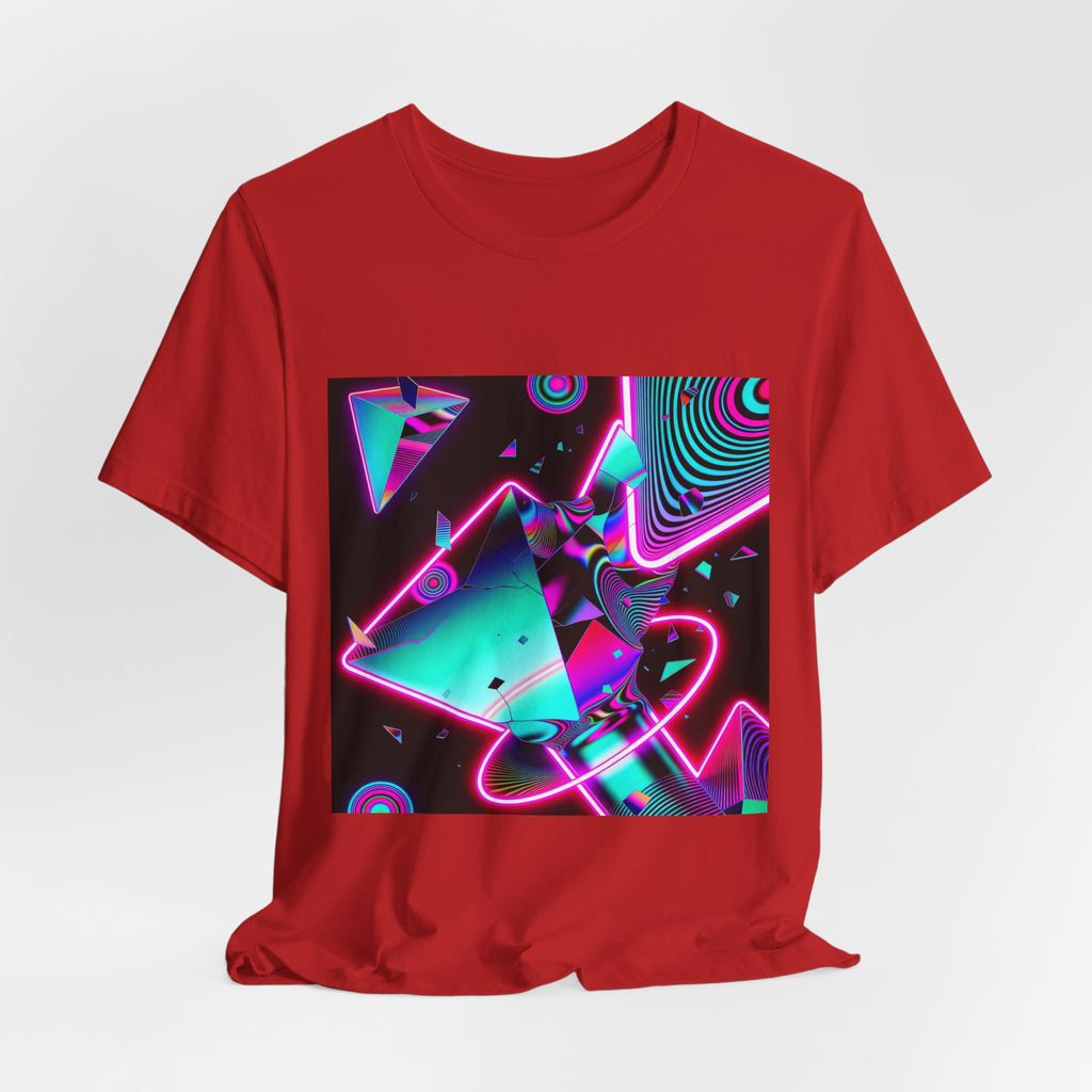 Retro Neon Vaporwave T-Shirt – 80s Synthwave Geometric Tee