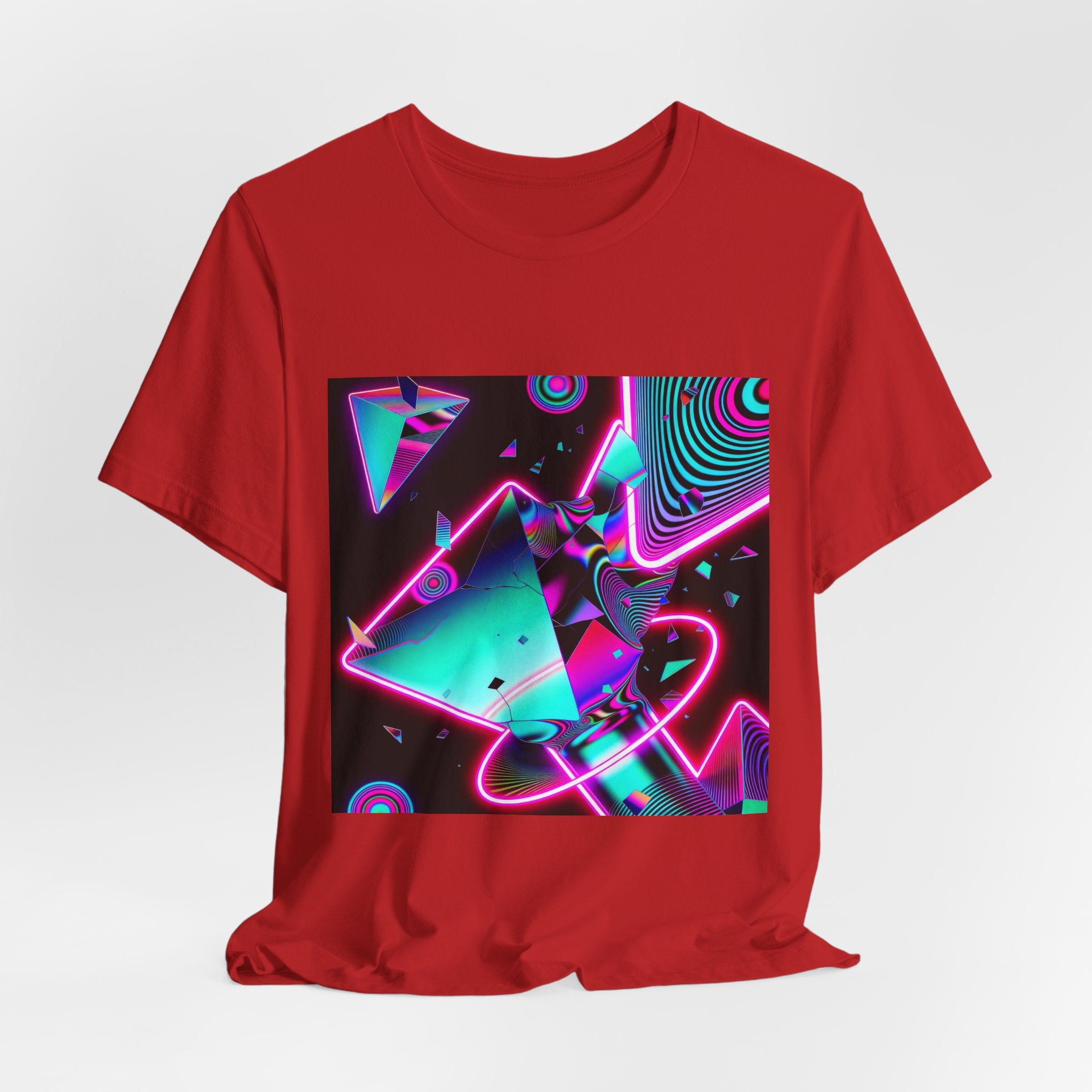 Retro Neon Vaporwave T-Shirt – 80s Synthwave Geometric Tee