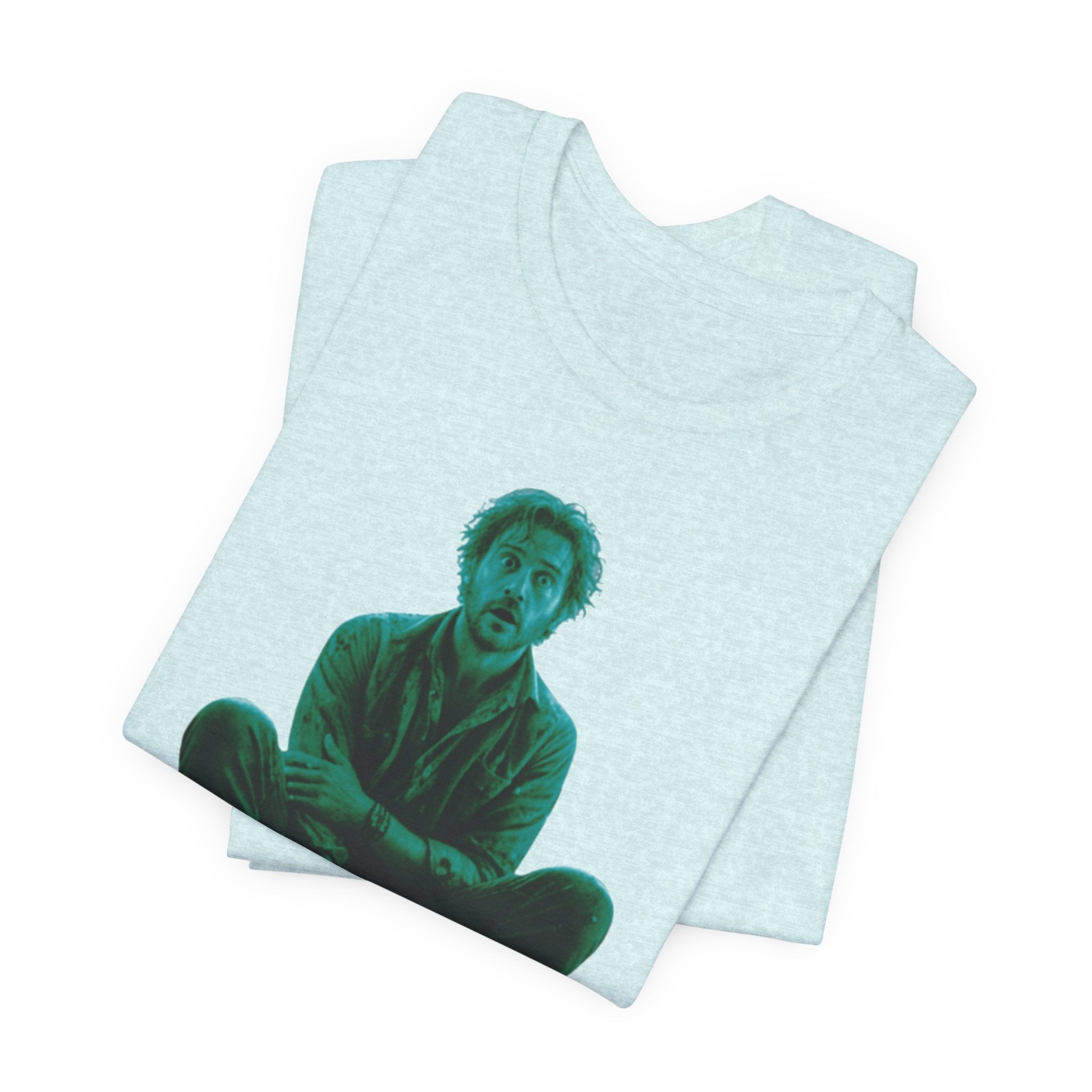 Sitting Silhouette Tee — Moody Green Portrait Graphic T-Shirt