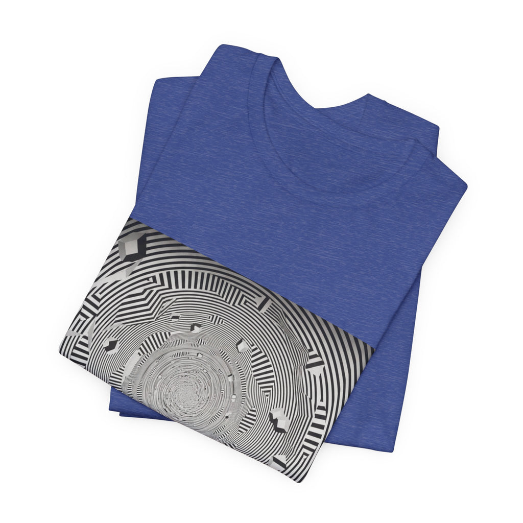 Optical Illusion Band Tee — Silhouette Crowd Spiral Concert Graphic T-Shirt