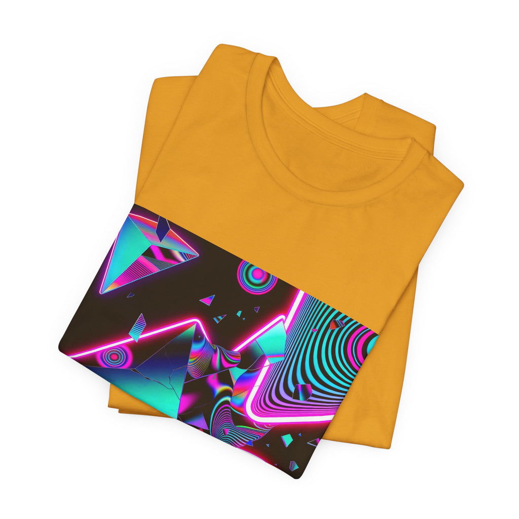 Retro Neon Vaporwave T-Shirt – 80s Synthwave Geometric Tee