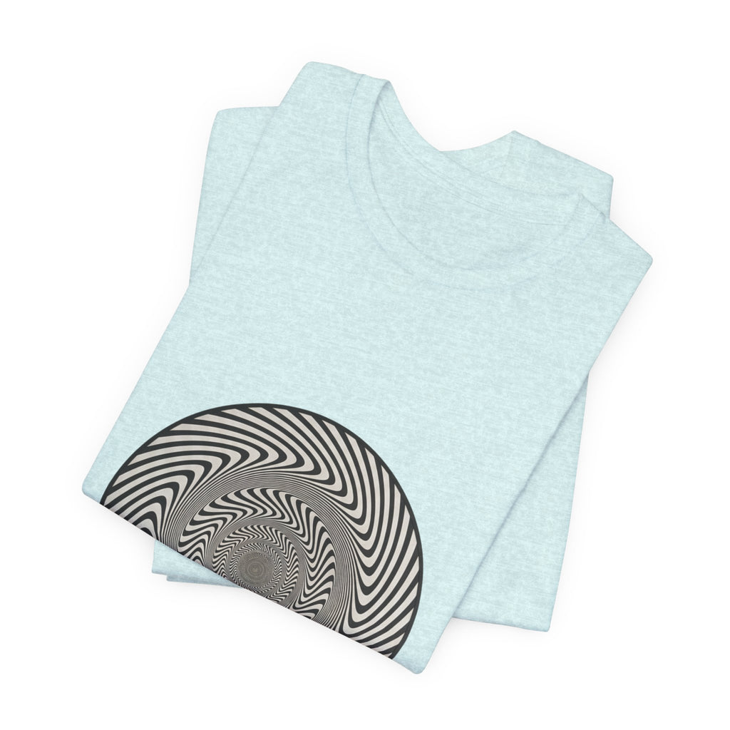 Optical Spiral Illusion Tee - Black Hypnotic Circle Graphic T-Shirt