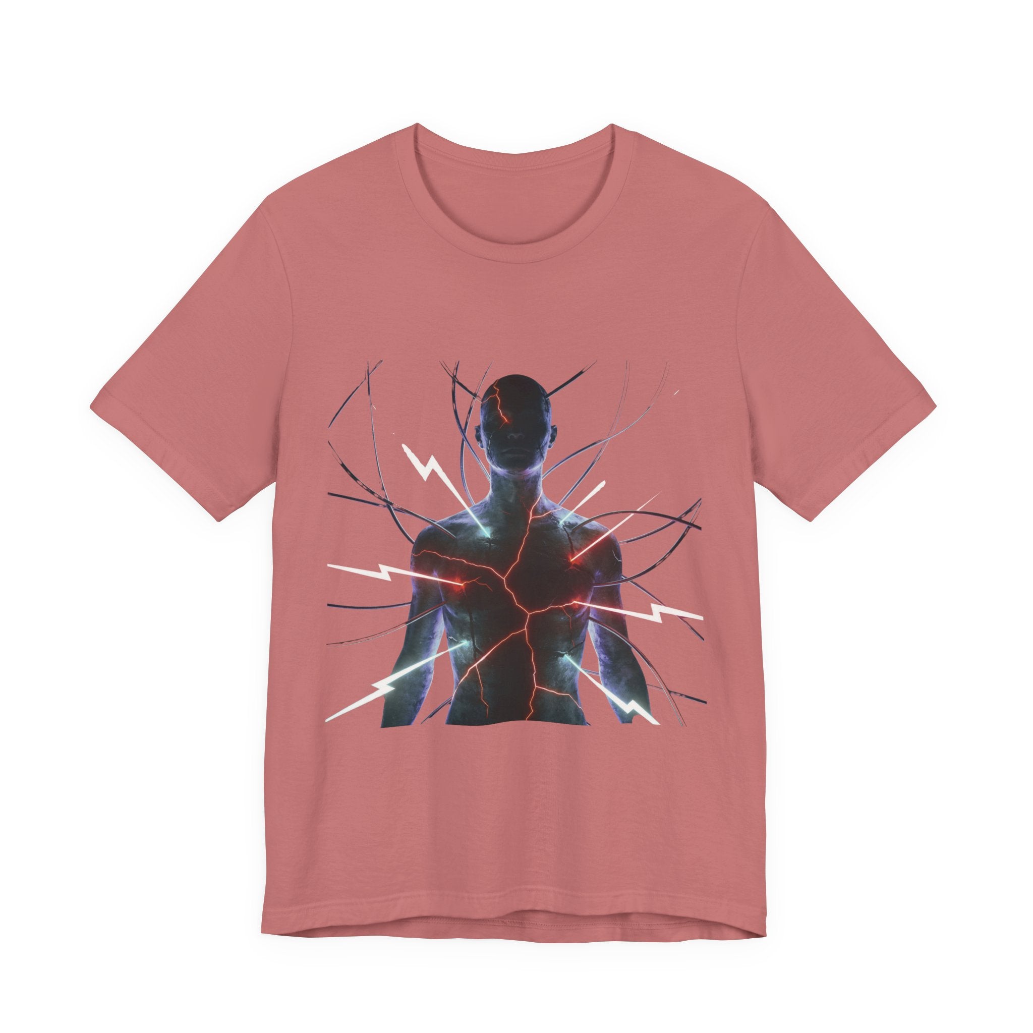 Abstract Electric Silhouette Tee — Futuristic Lightning Graphic T-Shirt