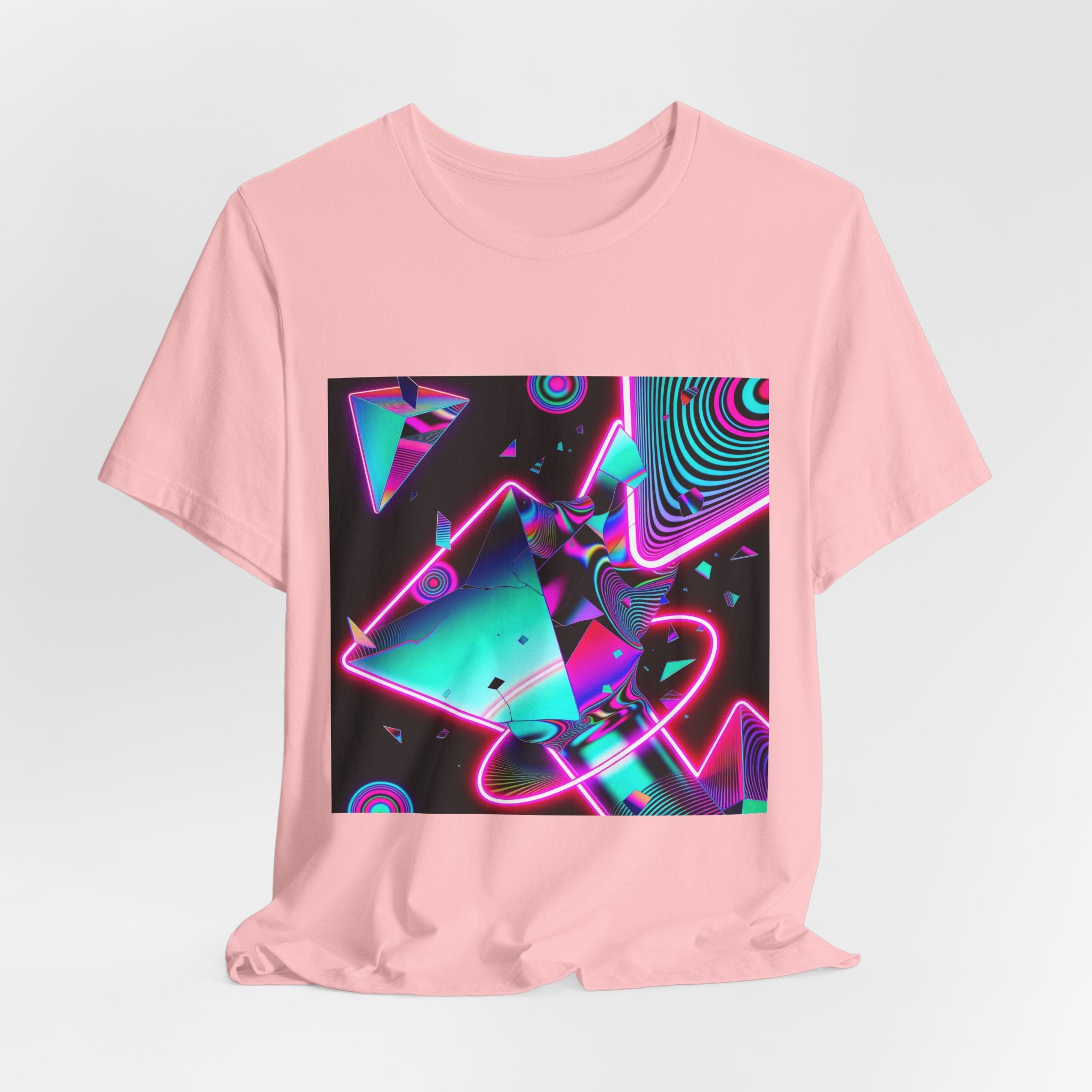 Retro Neon Vaporwave T-Shirt – 80s Synthwave Geometric Tee