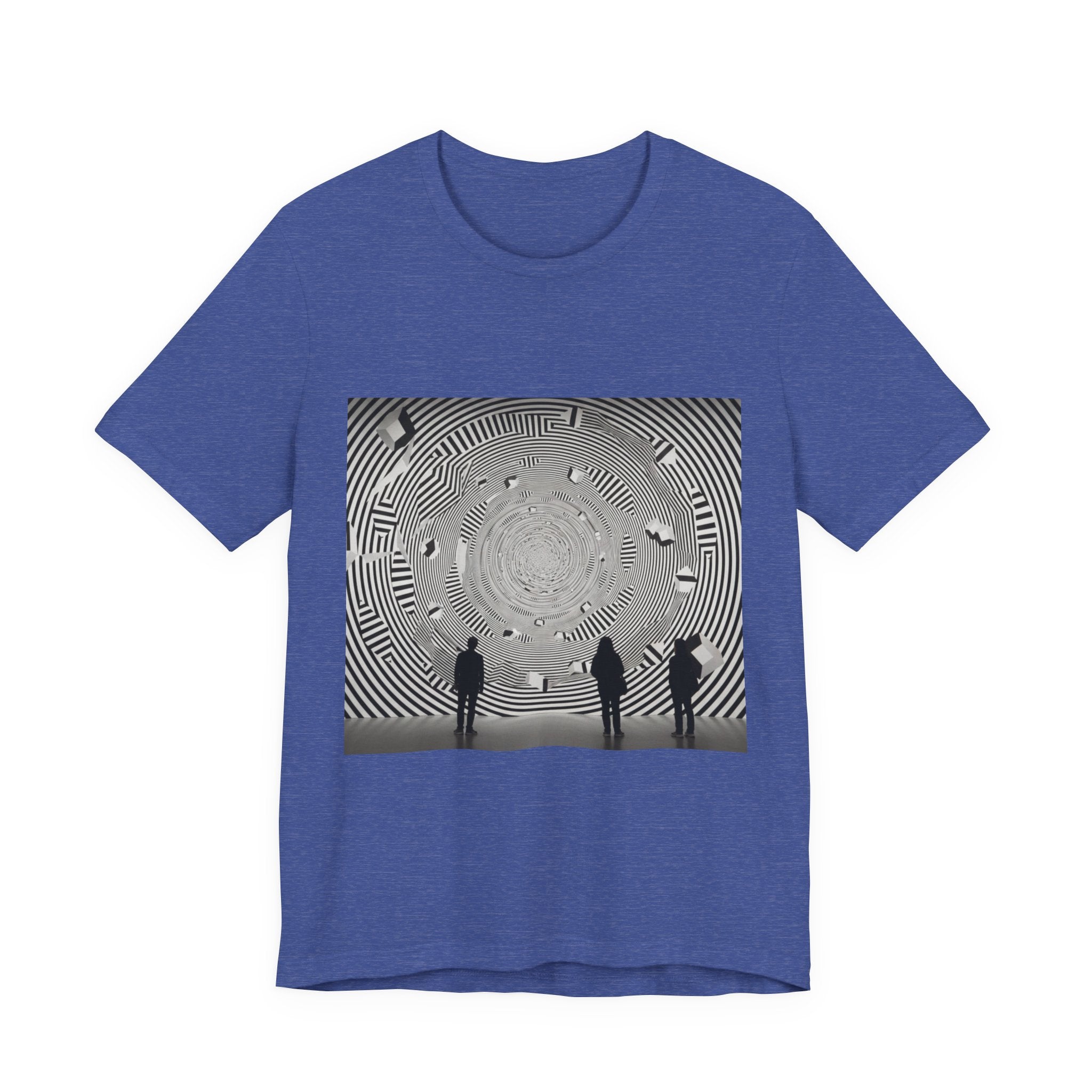 Optical Illusion Band Tee — Silhouette Crowd Spiral Concert Graphic T-Shirt