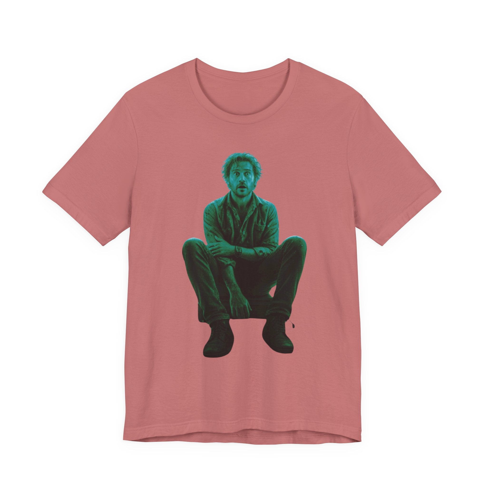 Sitting Silhouette Tee — Moody Green Portrait Graphic T-Shirt