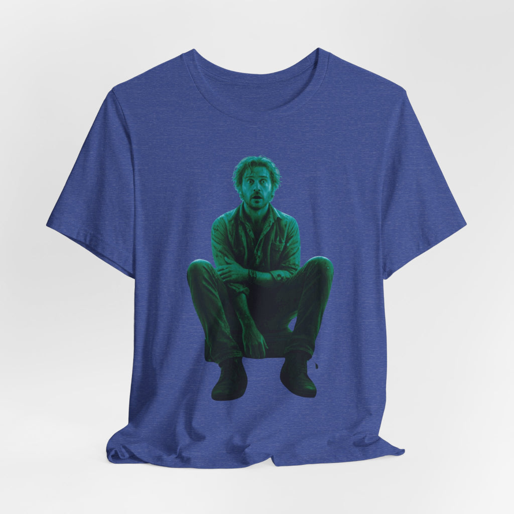 Sitting Silhouette Tee — Moody Green Portrait Graphic T-Shirt