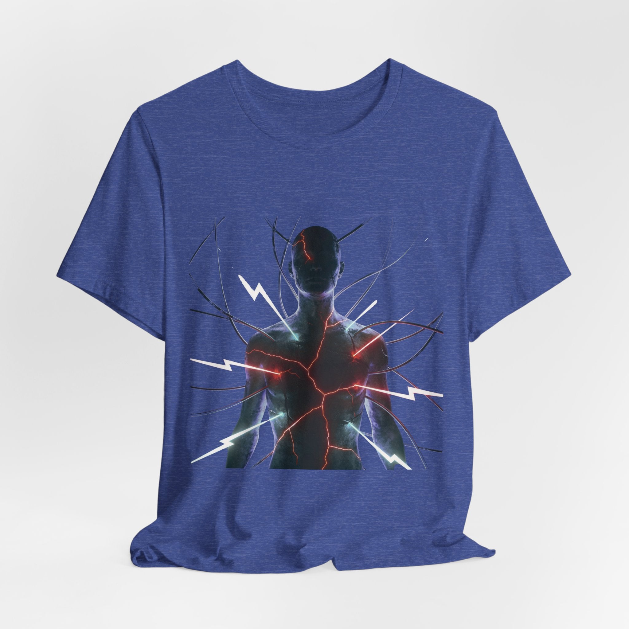 Abstract Electric Silhouette Tee — Futuristic Lightning Graphic T-Shirt