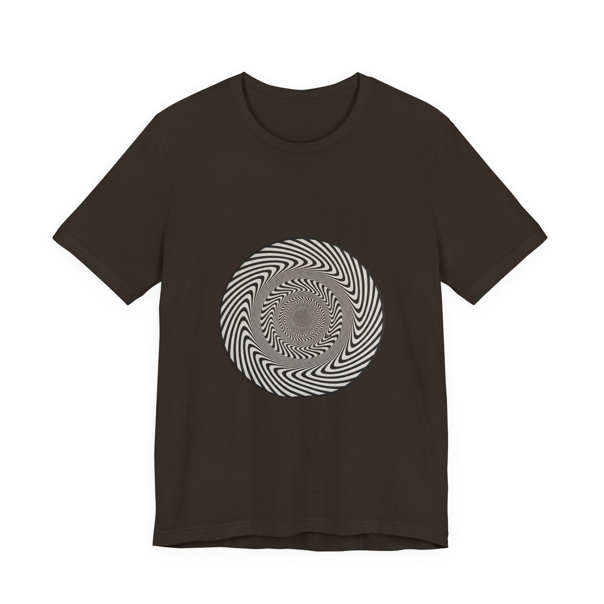 Optical Spiral Illusion Tee - Black Hypnotic Circle Graphic T-Shirt