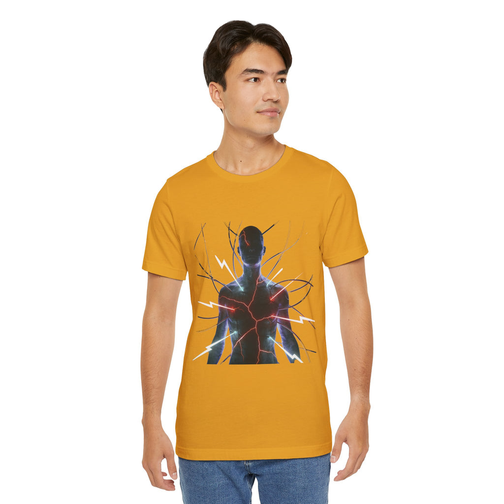 Abstract Electric Silhouette Tee — Futuristic Lightning Graphic T-Shirt