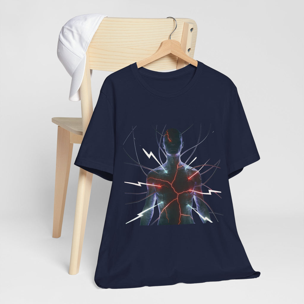 Abstract Electric Silhouette Tee — Futuristic Lightning Graphic T-Shirt