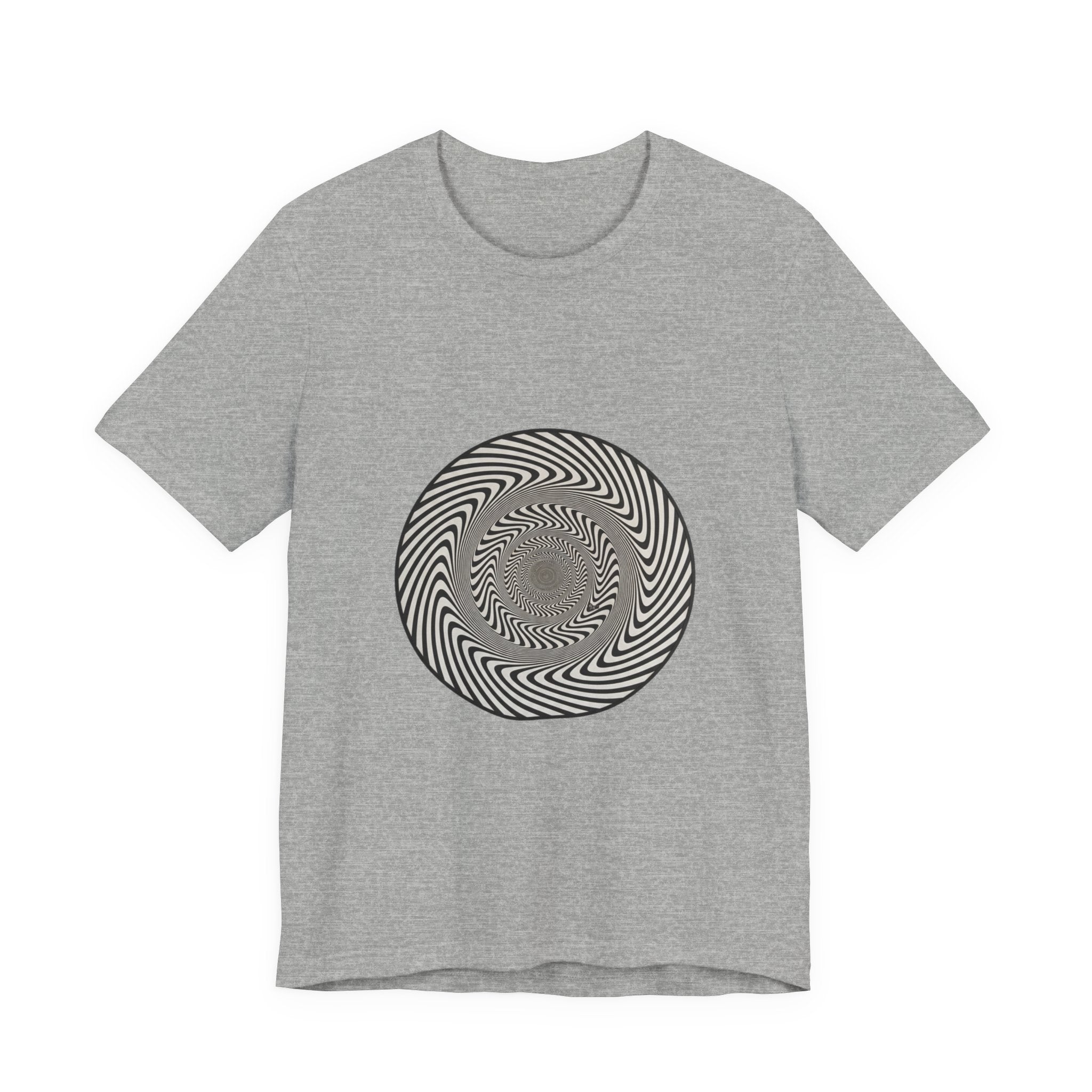 Optical Spiral Illusion Tee - Black Hypnotic Circle Graphic T-Shirt