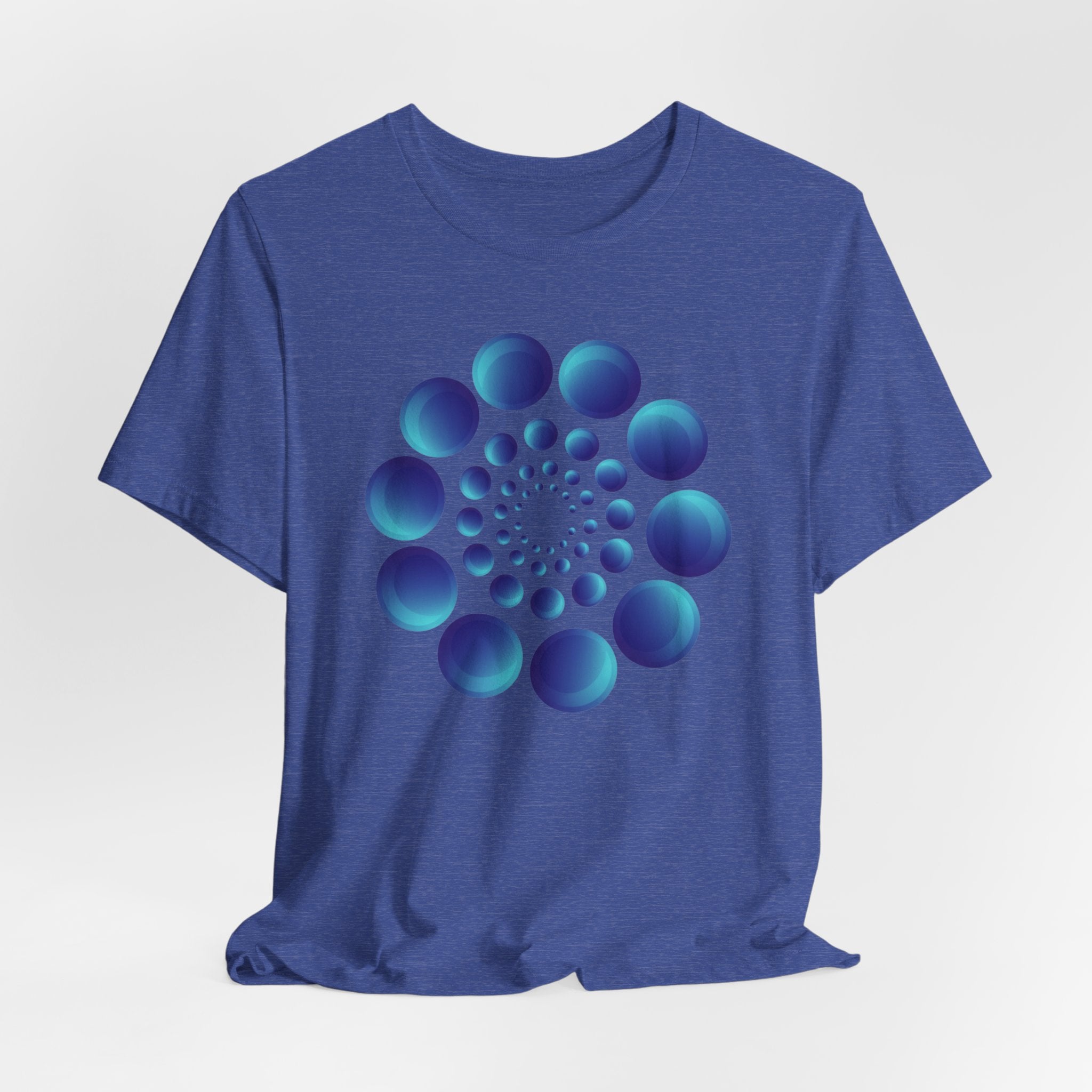 Spiral Blue Dot Tee — Geometric Optical Design T-Shirt