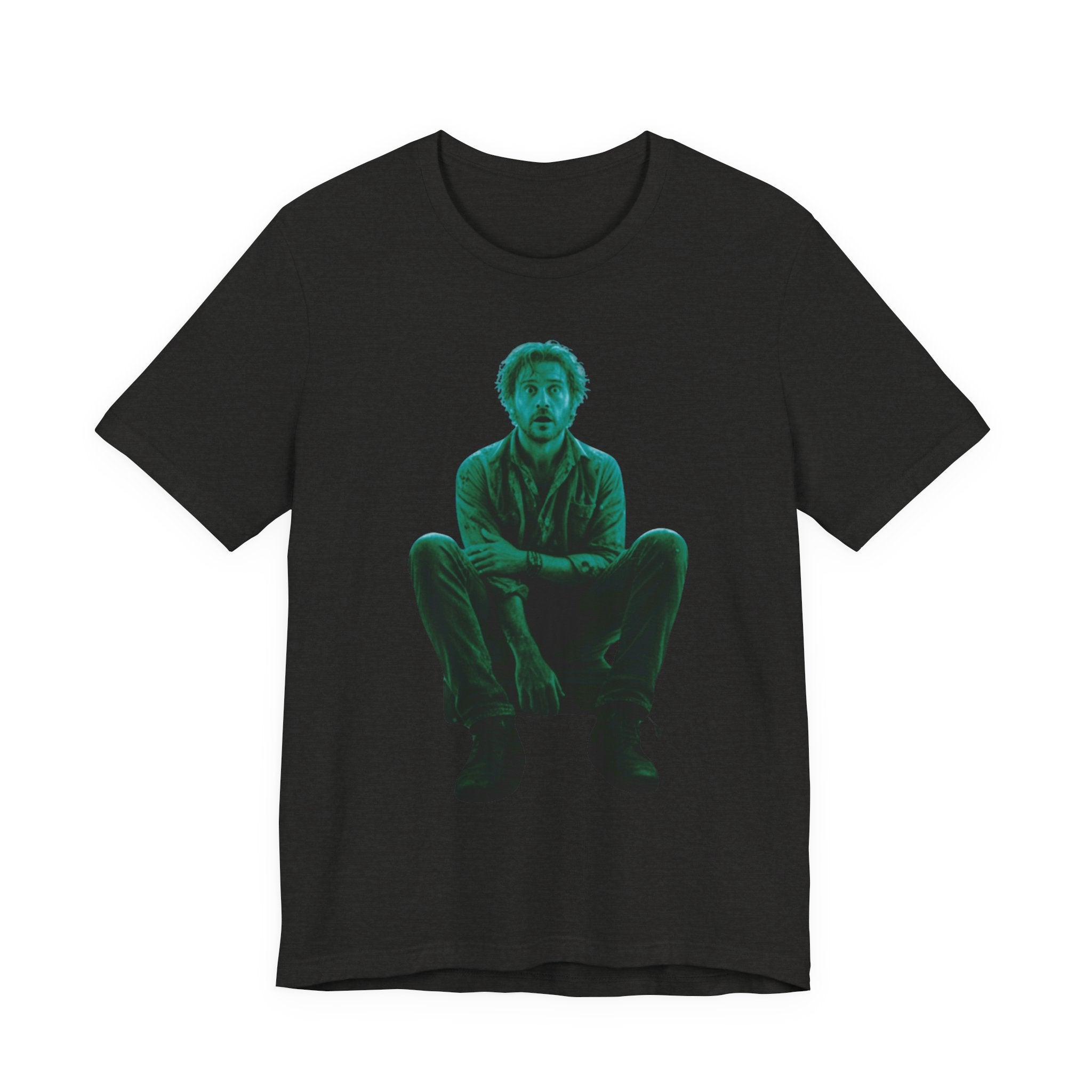 Sitting Silhouette Tee — Moody Green Portrait Graphic T-Shirt