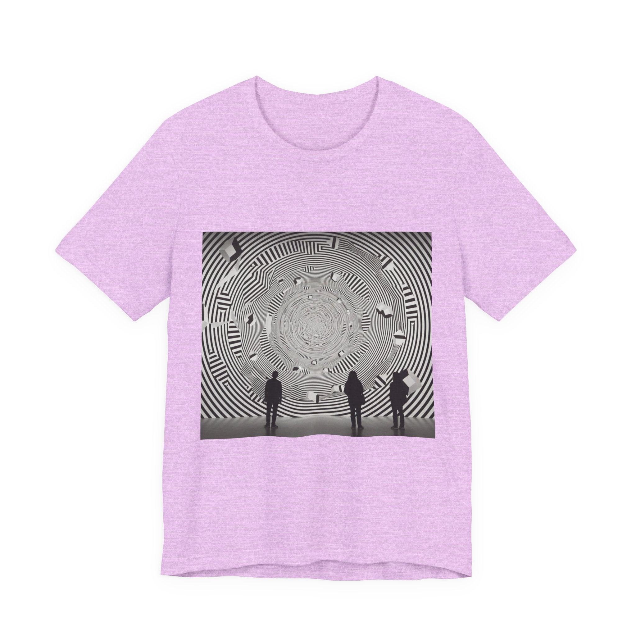 Optical Illusion Band Tee — Silhouette Crowd Spiral Concert Graphic T-Shirt