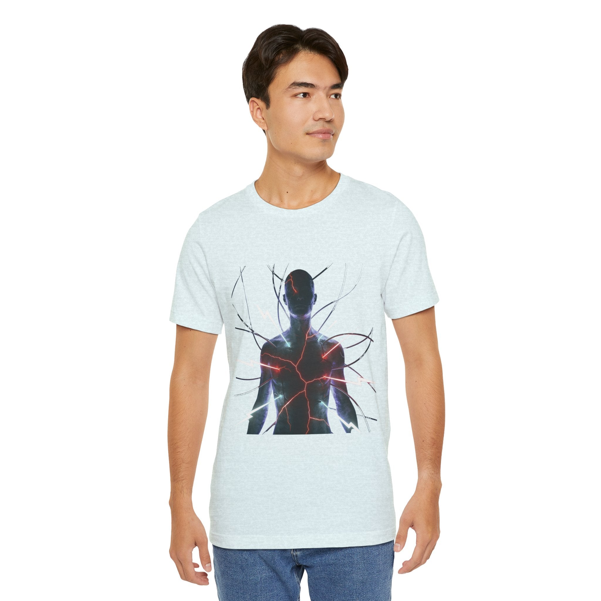 Abstract Electric Silhouette Tee — Futuristic Lightning Graphic T-Shirt