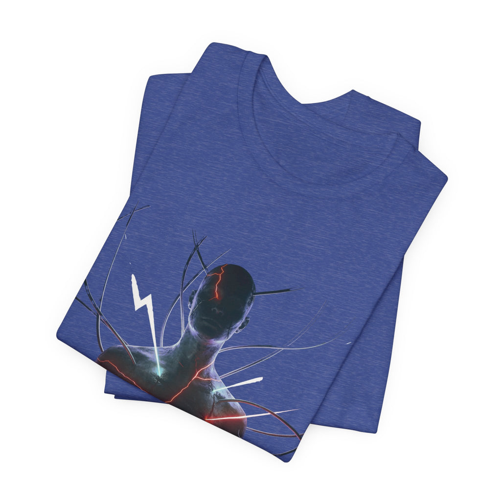 Abstract Electric Silhouette Tee — Futuristic Lightning Graphic T-Shirt