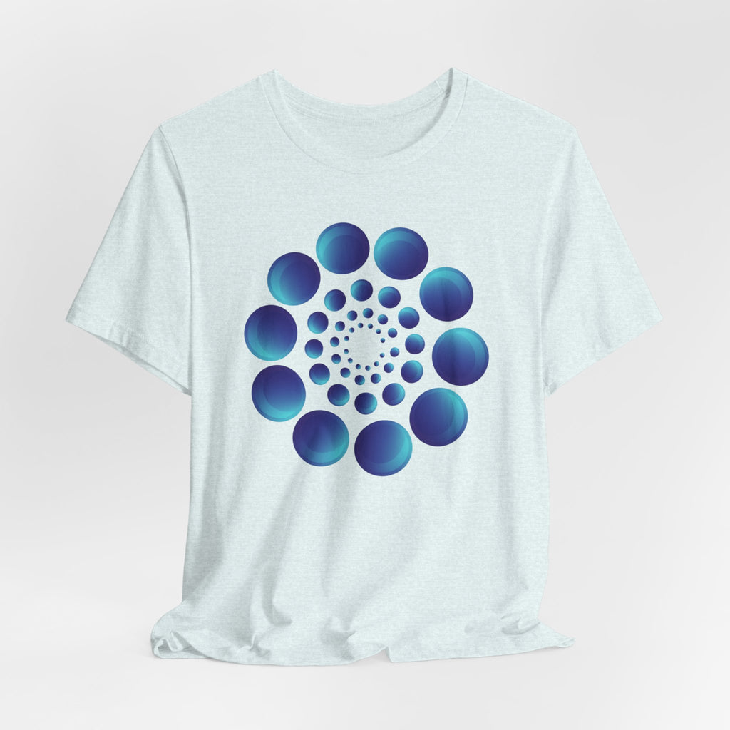 Spiral Blue Dot Tee — Geometric Optical Design T-Shirt