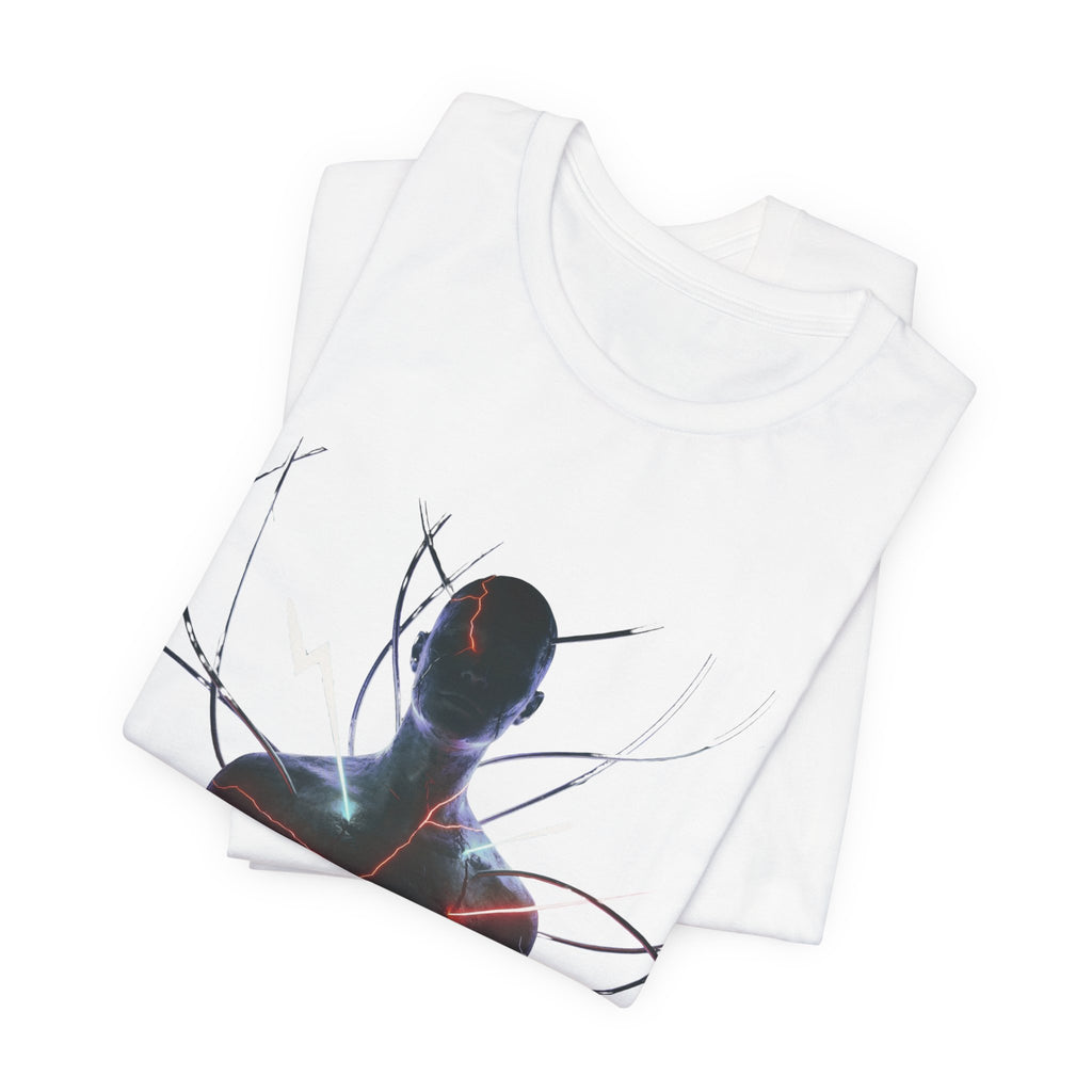Abstract Electric Silhouette Tee — Futuristic Lightning Graphic T-Shirt