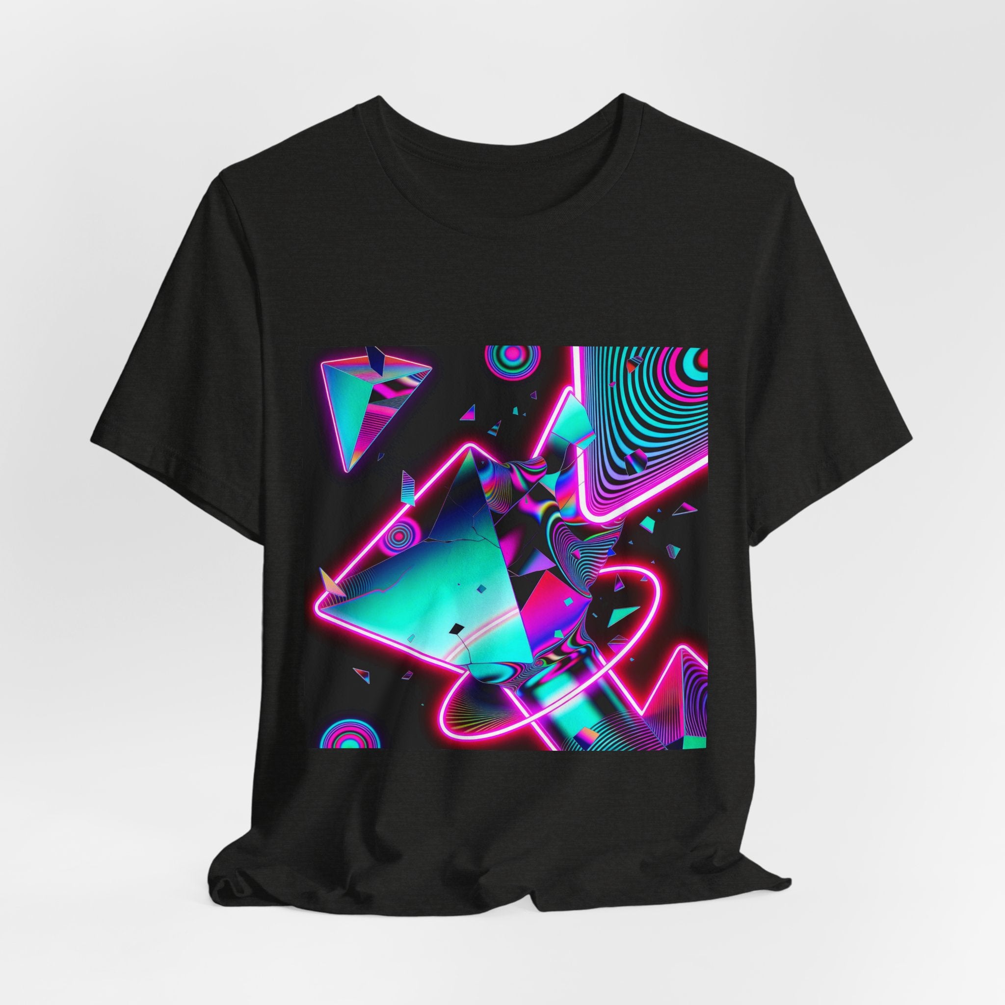 Retro Neon Vaporwave T-Shirt – 80s Synthwave Geometric Tee
