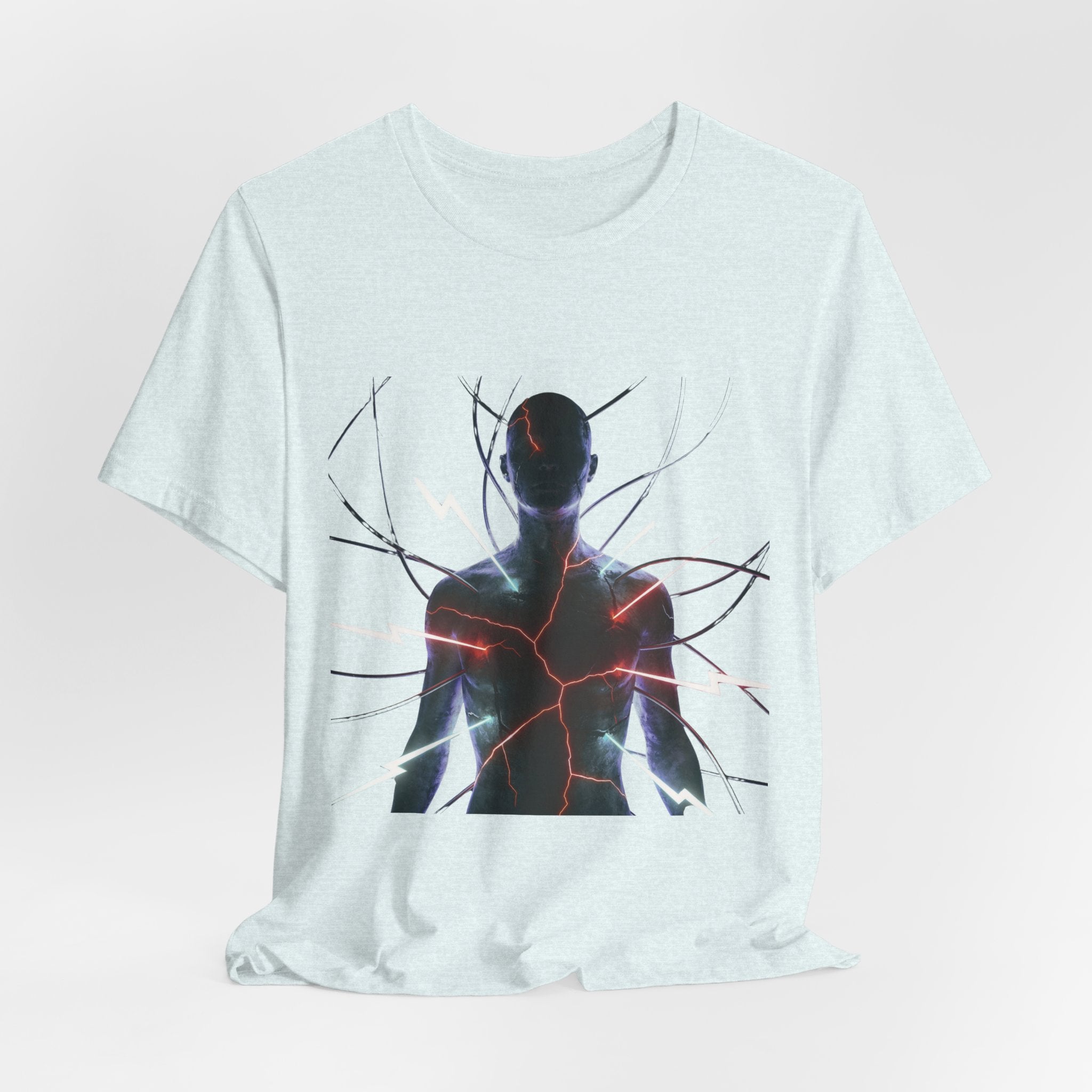 Abstract Electric Silhouette Tee — Futuristic Lightning Graphic T-Shirt
