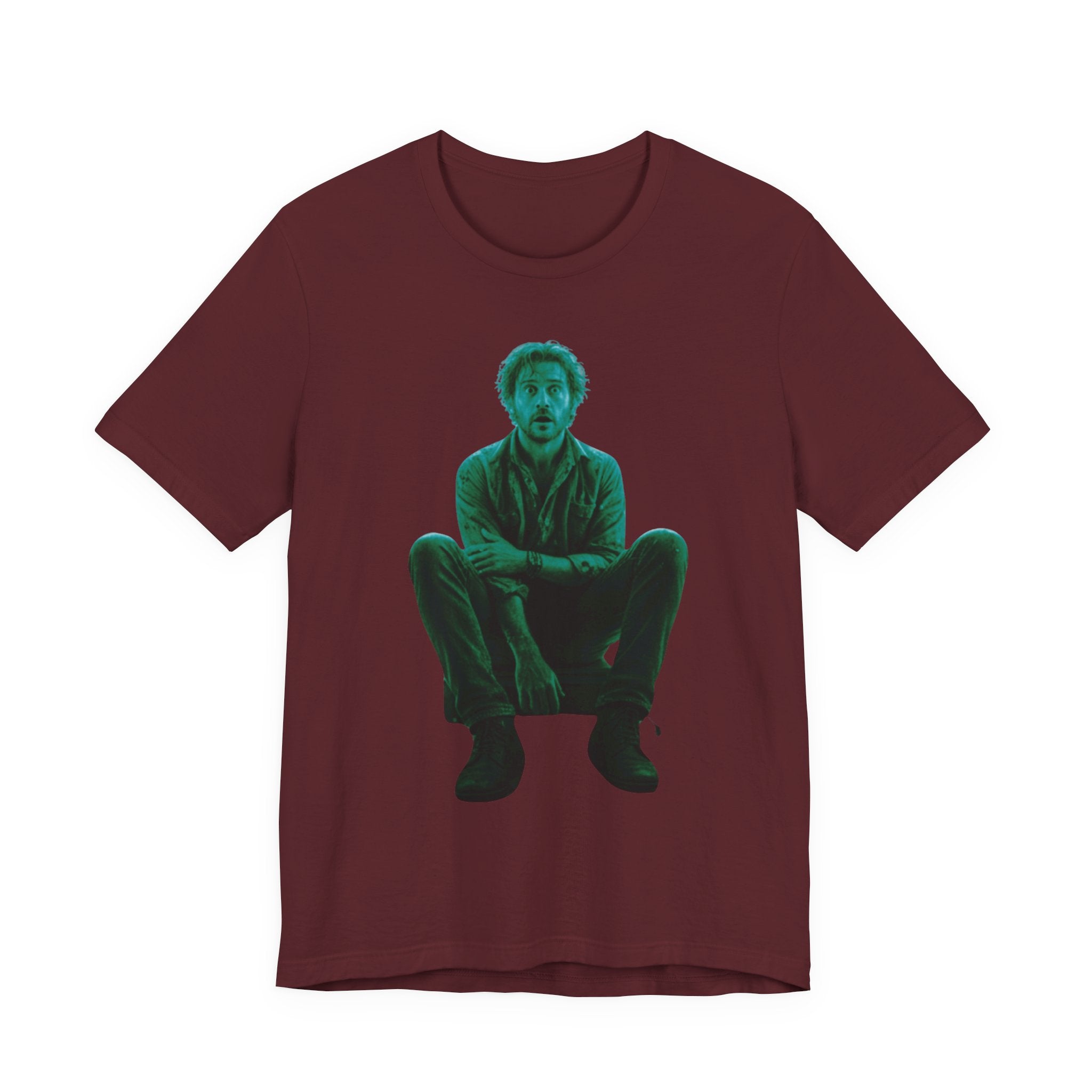 Sitting Silhouette Tee — Moody Green Portrait Graphic T-Shirt