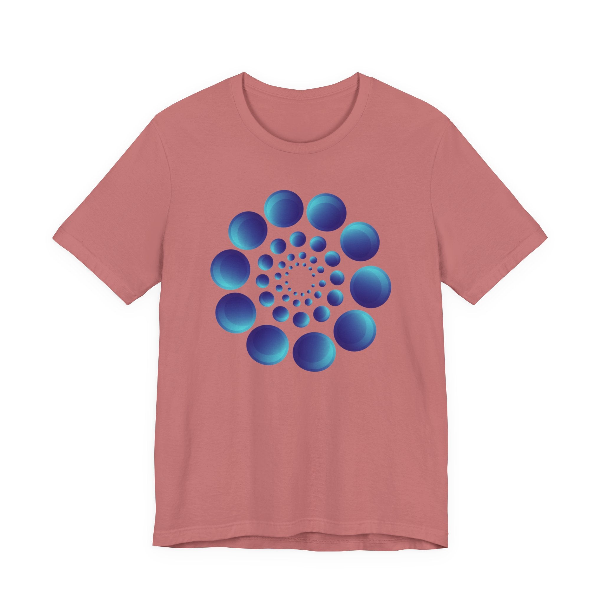 Spiral Blue Dot Tee — Geometric Optical Design T-Shirt