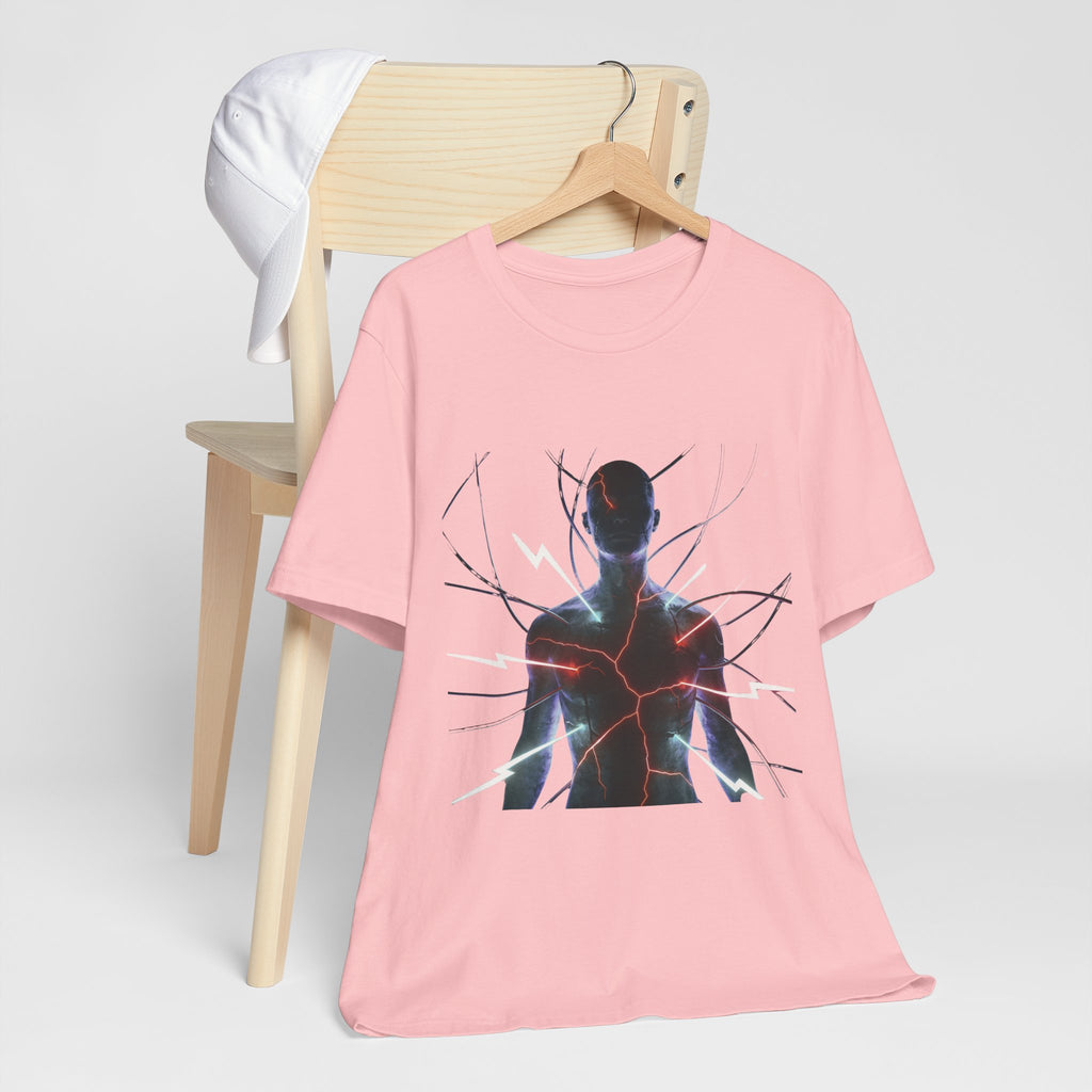 Abstract Electric Silhouette Tee — Futuristic Lightning Graphic T-Shirt