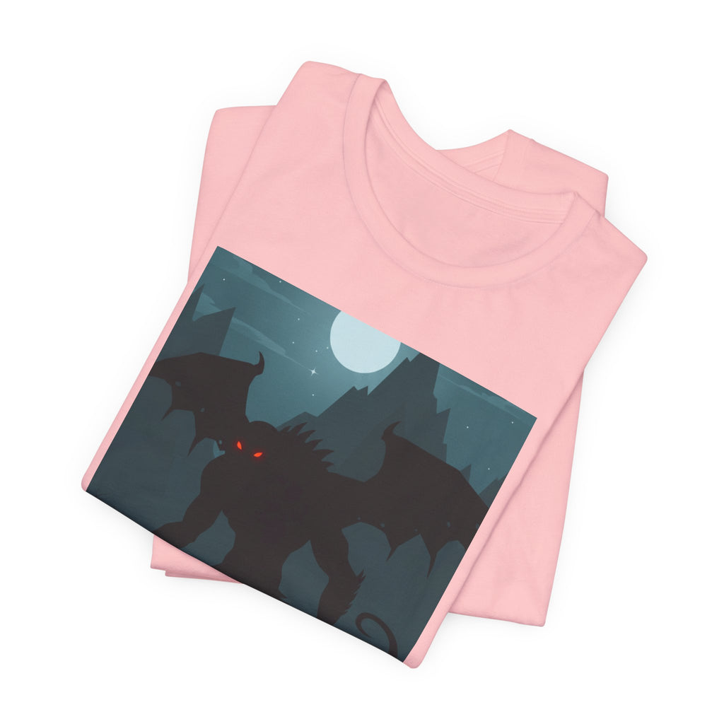 Cthulhu Nightscape T-Shirt — Lovecraftian Monster Tee with Glowing Red Eyes