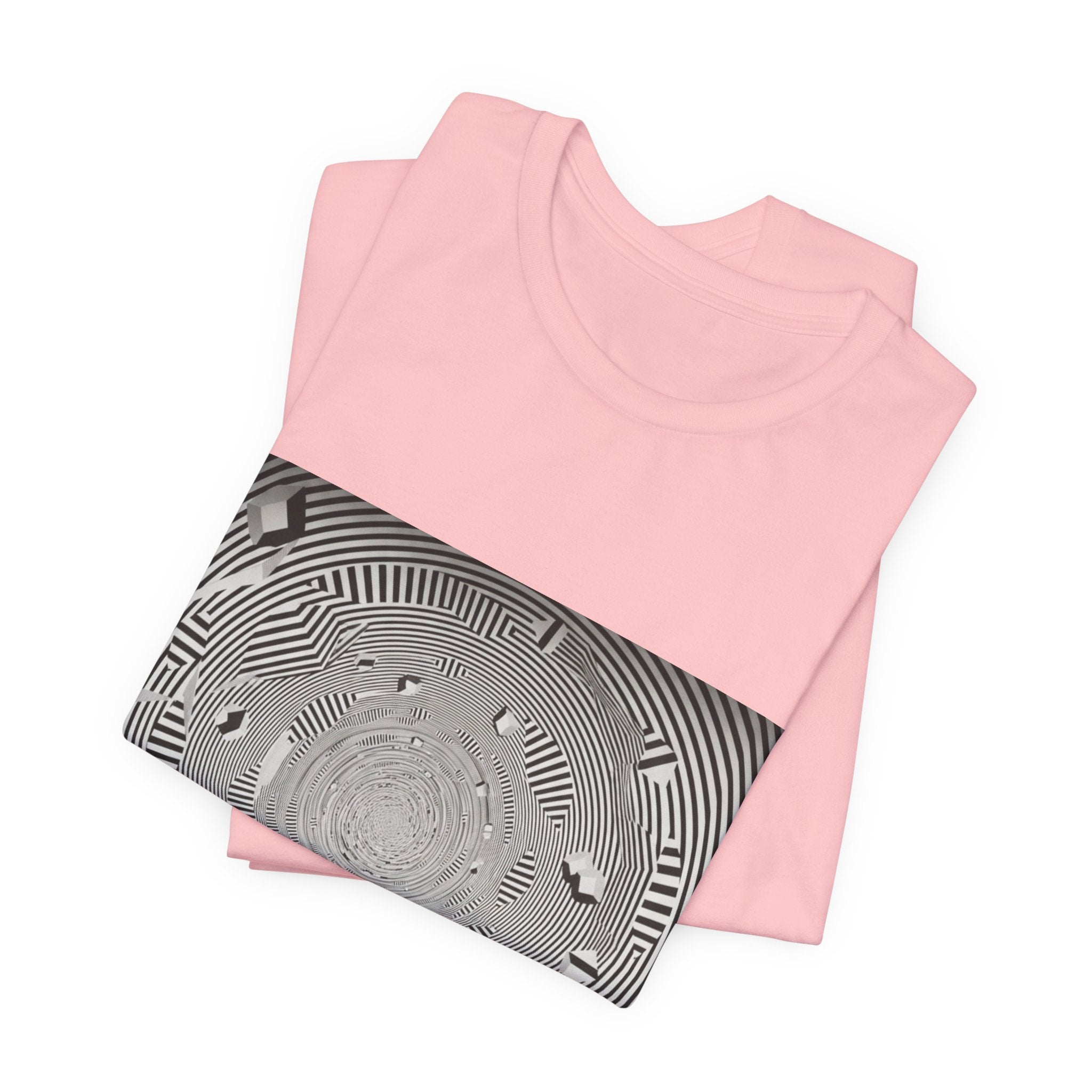 Optical Illusion Band Tee — Silhouette Crowd Spiral Concert Graphic T-Shirt