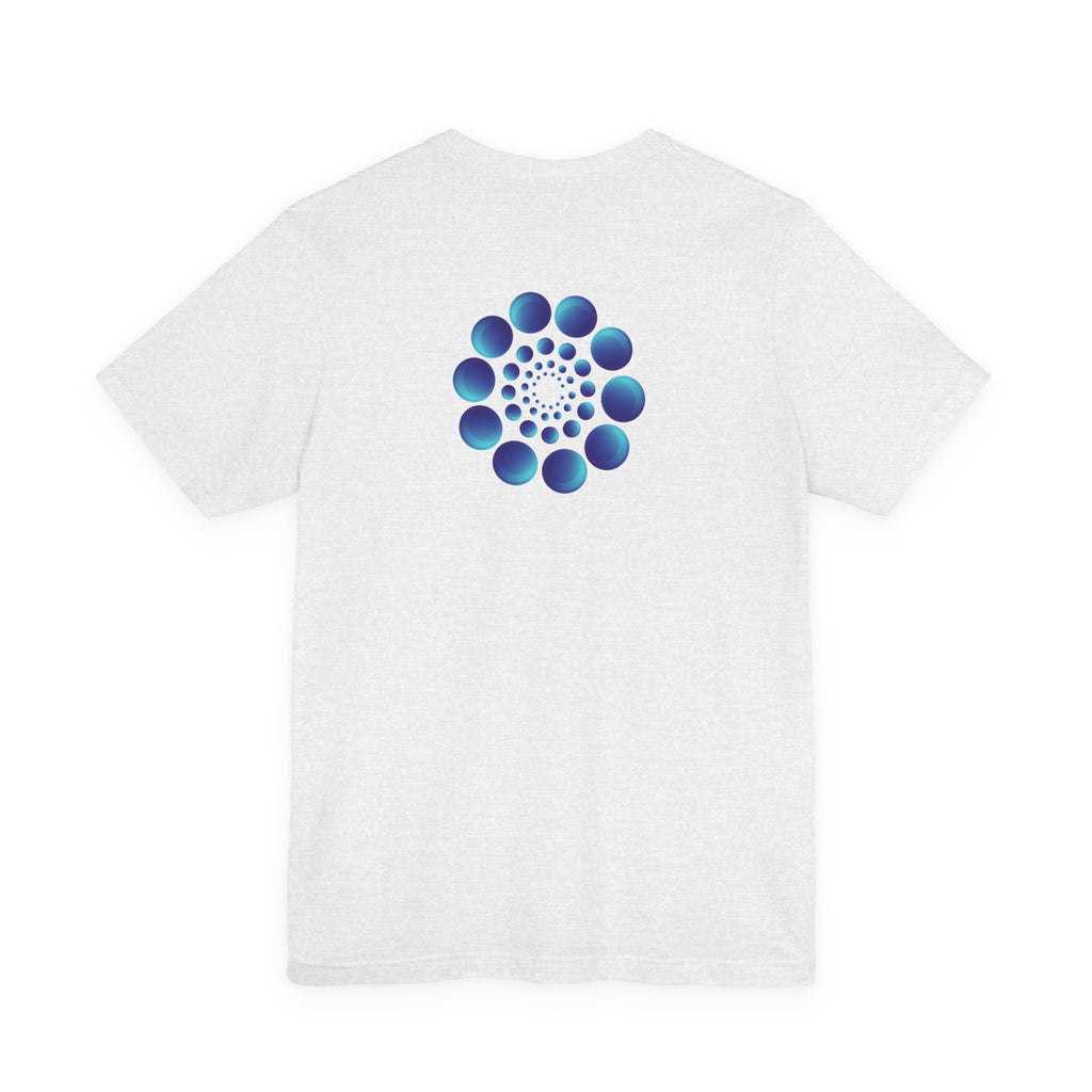 Spiral Blue Dot Tee — Geometric Optical Design T-Shirt