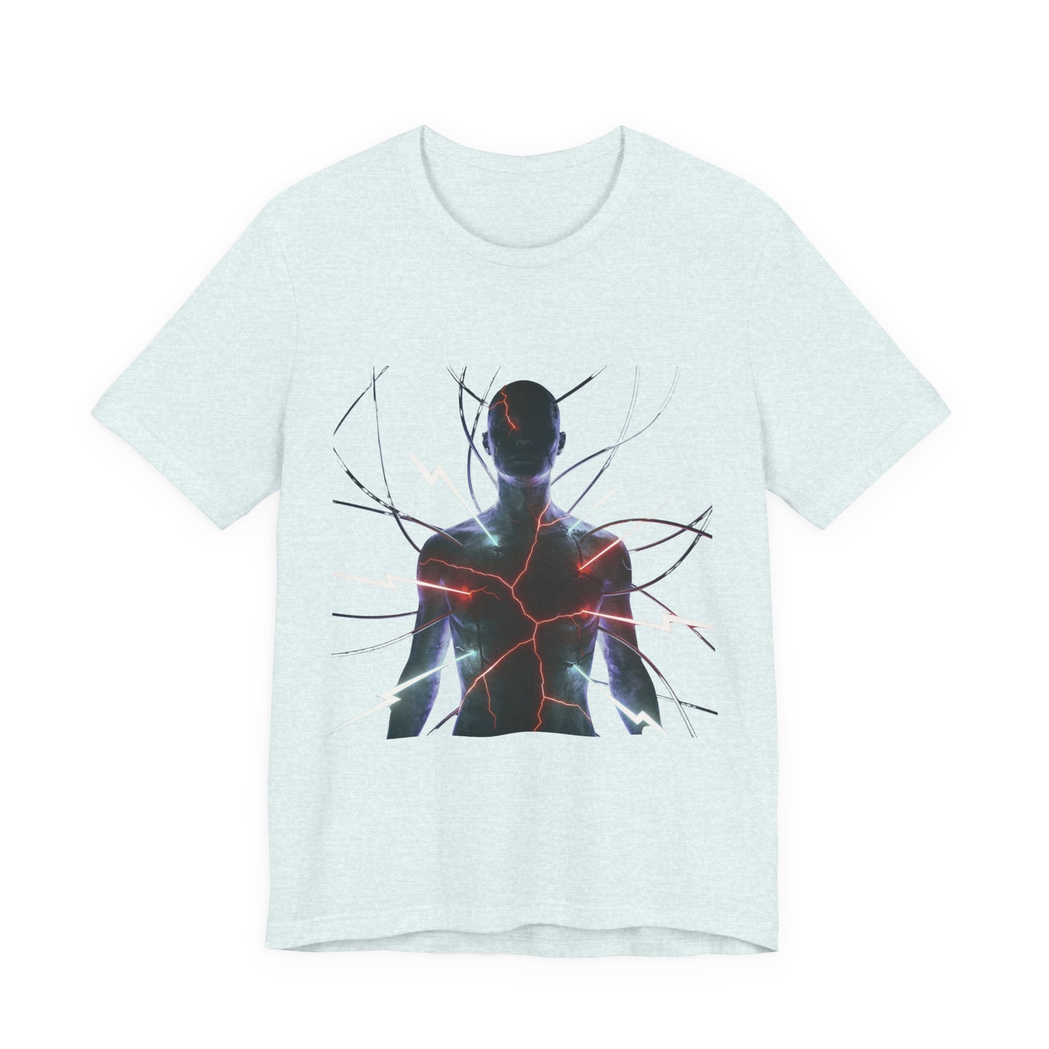 Abstract Electric Silhouette Tee — Futuristic Lightning Graphic T-Shirt