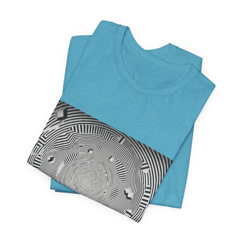 Optical Illusion Band Tee — Silhouette Crowd Spiral Concert Graphic T-Shirt