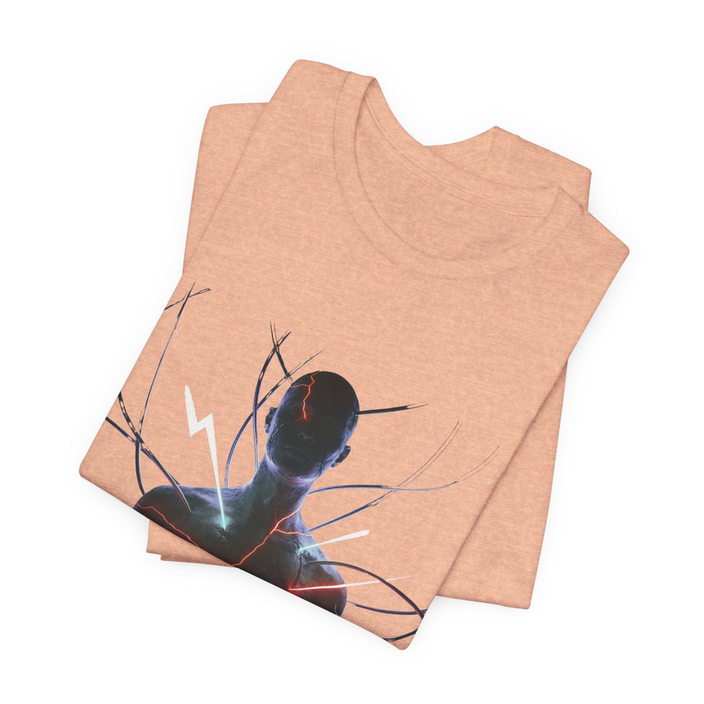 Abstract Electric Silhouette Tee — Futuristic Lightning Graphic T-Shirt