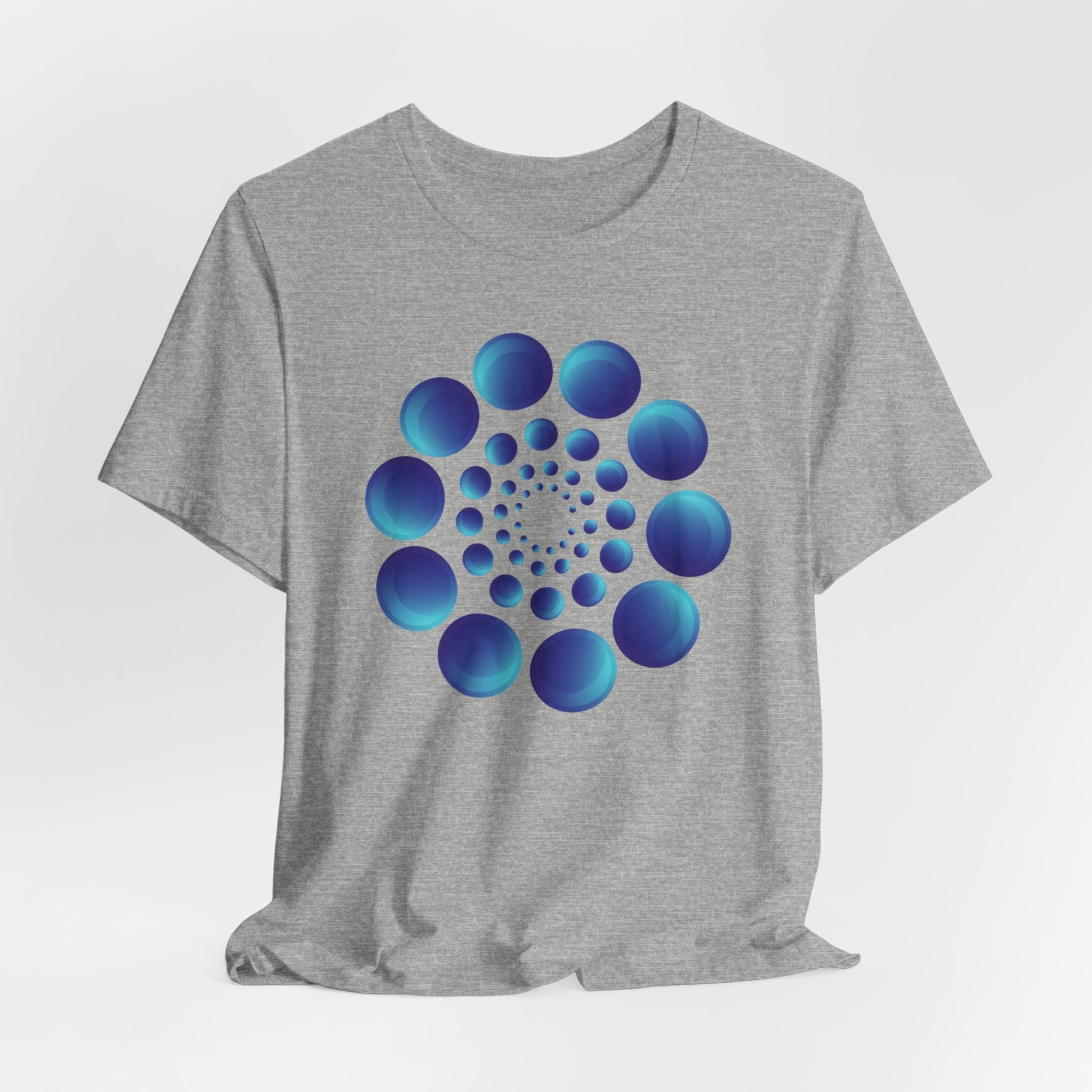 Spiral Blue Dot Tee — Geometric Optical Design T-Shirt