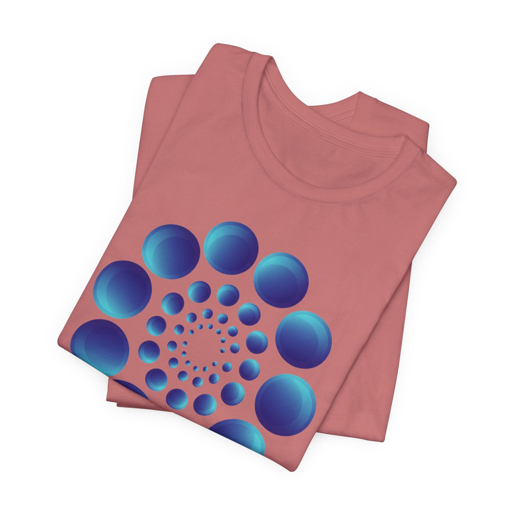 Spiral Blue Dot Tee — Geometric Optical Design T-Shirt