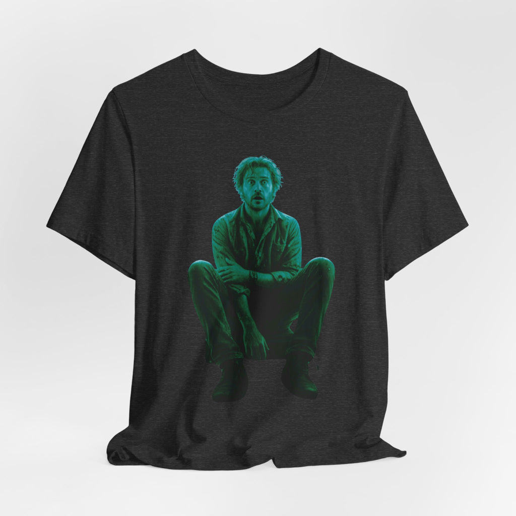 Sitting Silhouette Tee — Moody Green Portrait Graphic T-Shirt