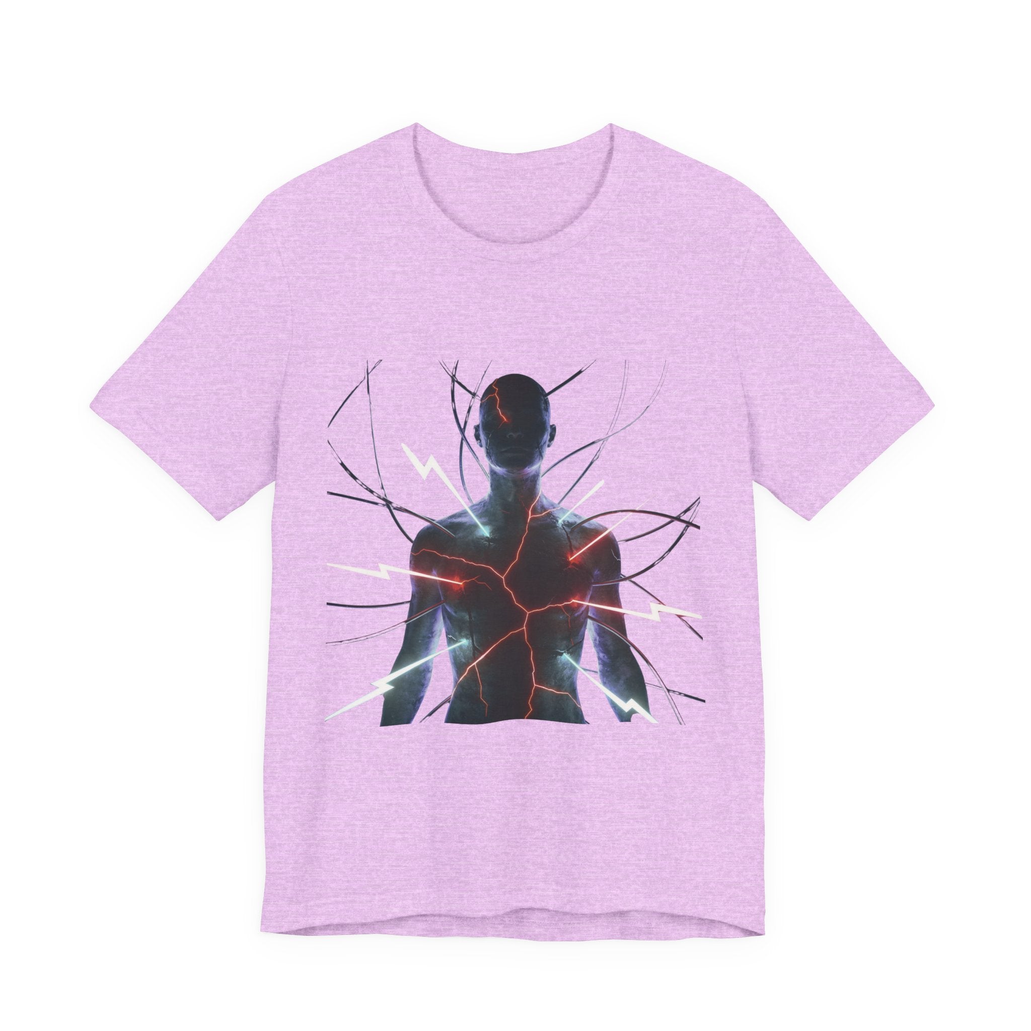 Abstract Electric Silhouette Tee — Futuristic Lightning Graphic T-Shirt