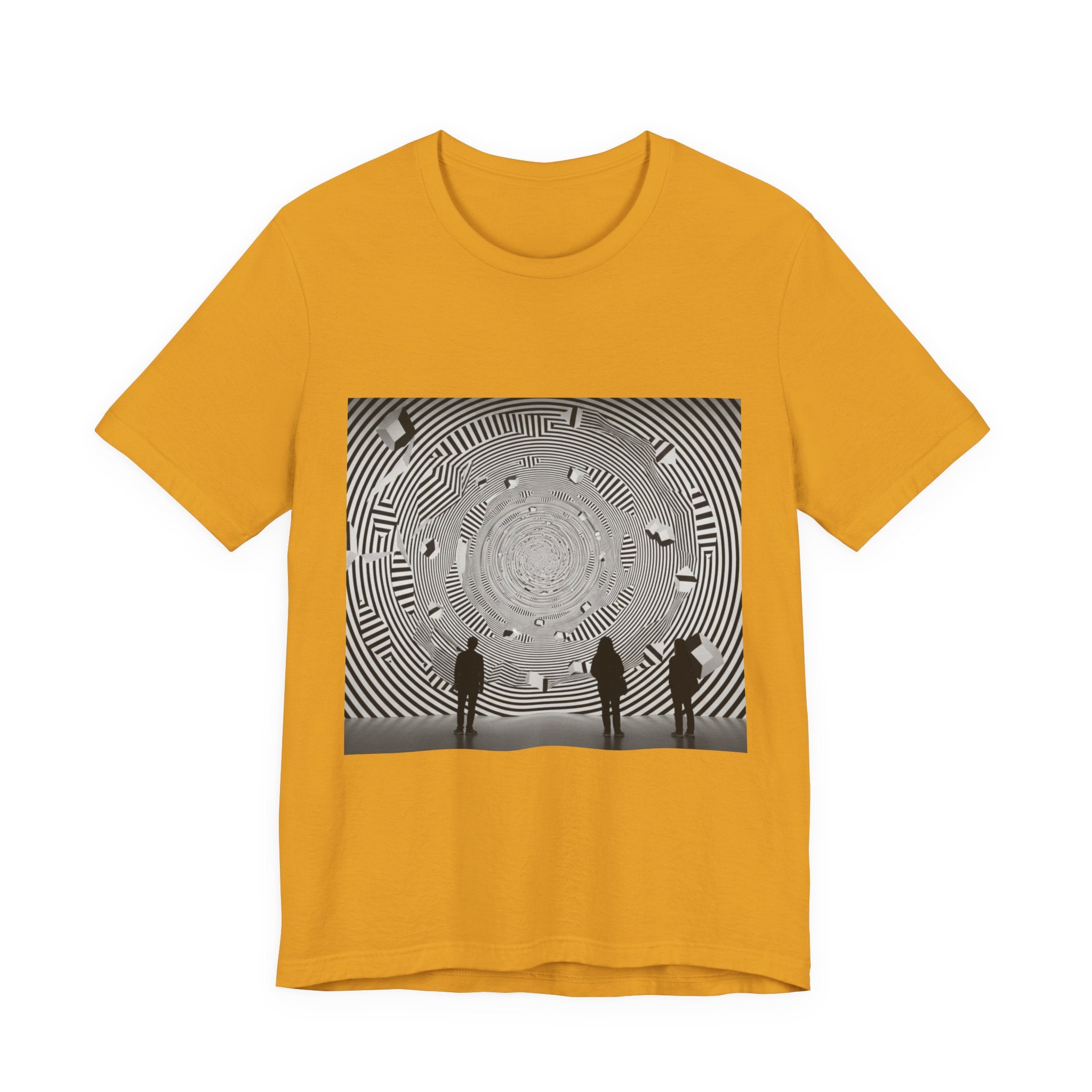 Optical Illusion Band Tee — Silhouette Crowd Spiral Concert Graphic T-Shirt