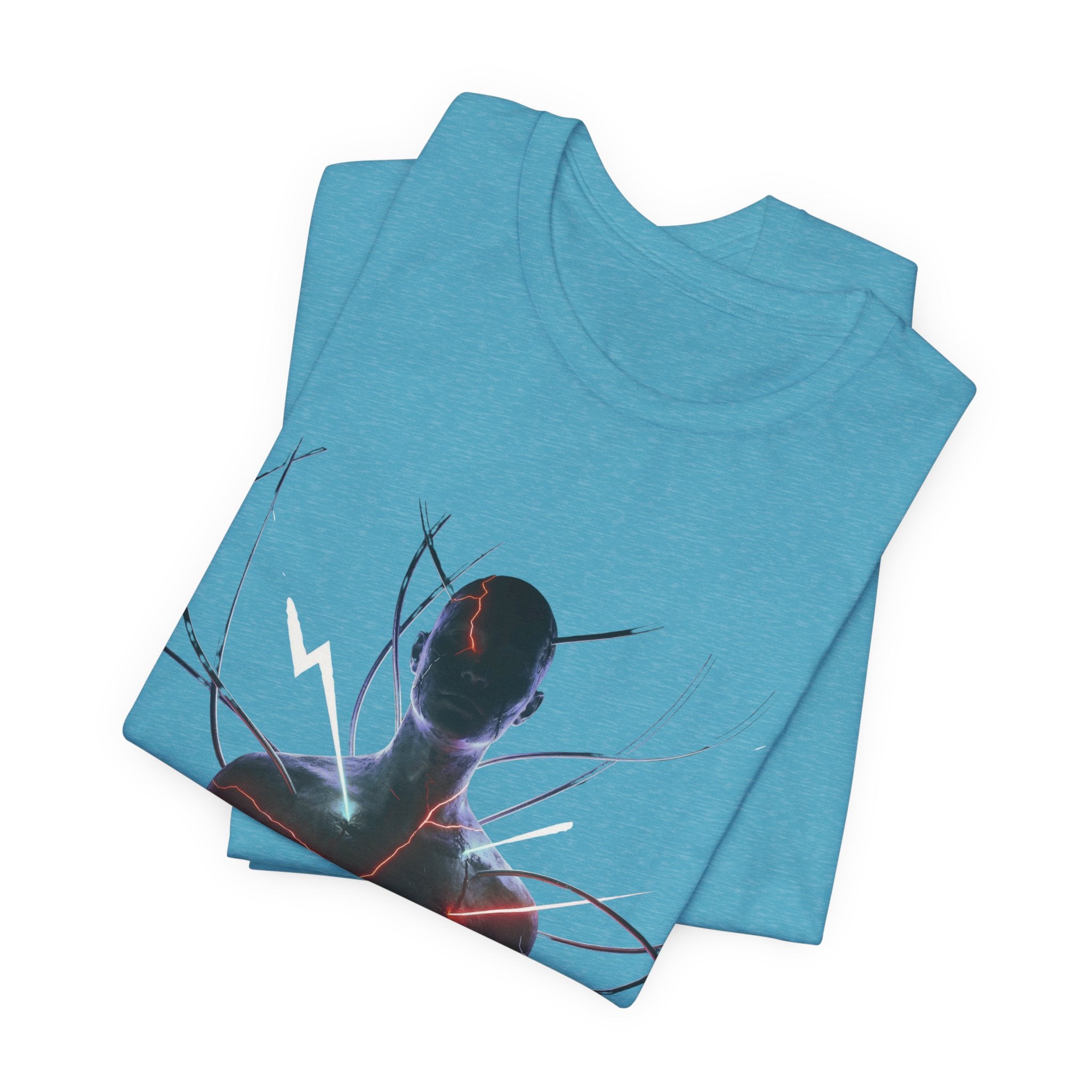 Abstract Electric Silhouette Tee — Futuristic Lightning Graphic T-Shirt
