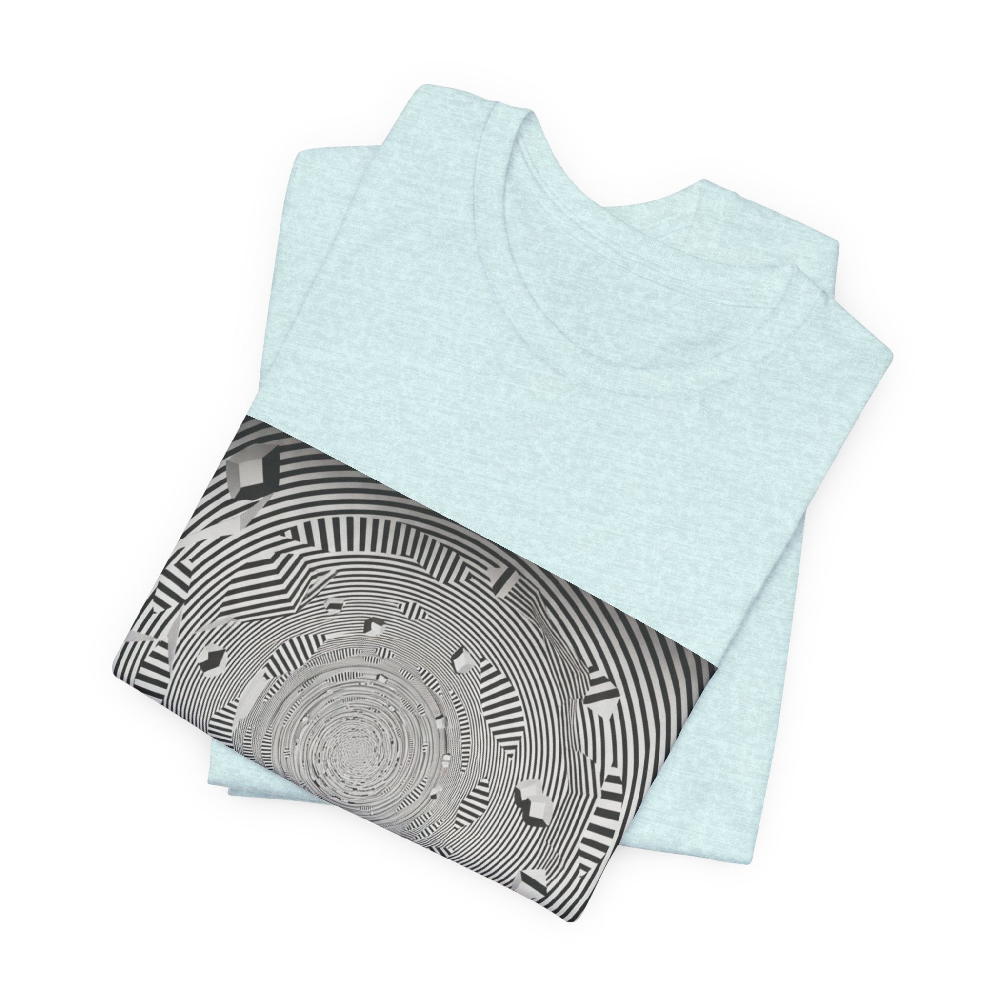 Optical Illusion Band Tee — Silhouette Crowd Spiral Concert Graphic T-Shirt