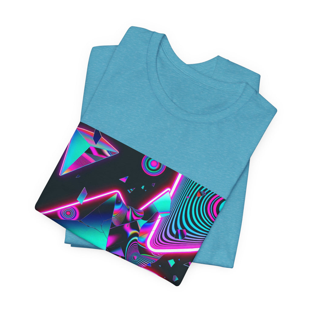 Retro Neon Vaporwave T-Shirt – 80s Synthwave Geometric Tee